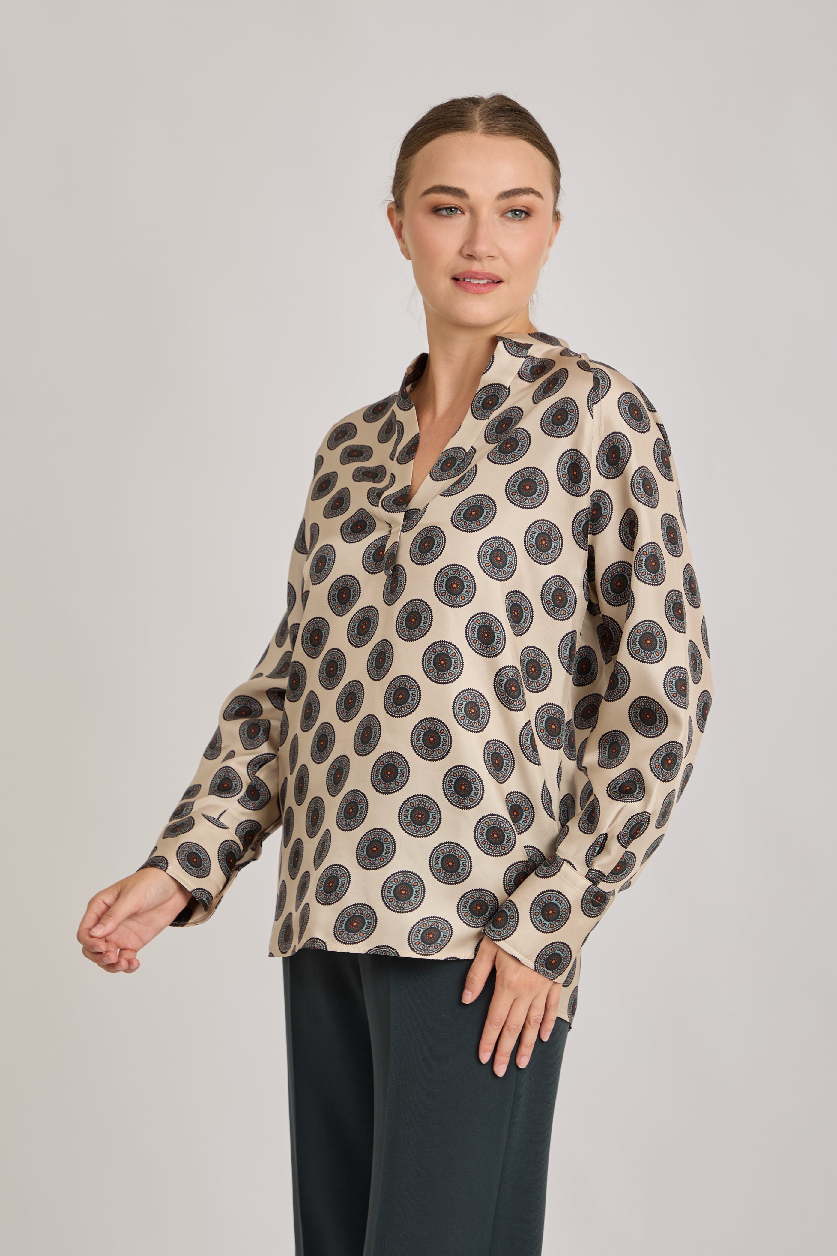 SILK PRINTED SHIRT-NOCCIOLA