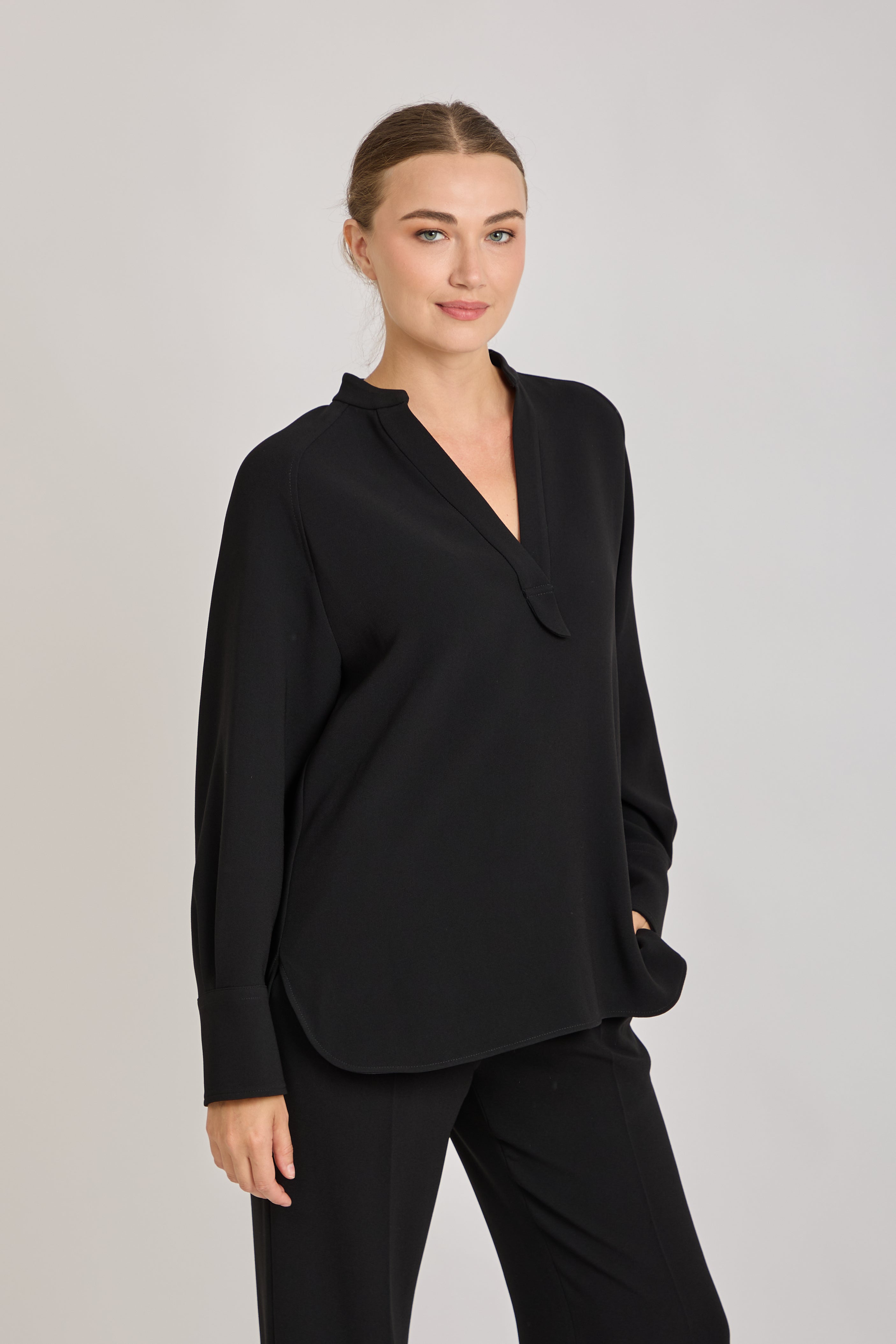 CREPE SHIRT-BLACK