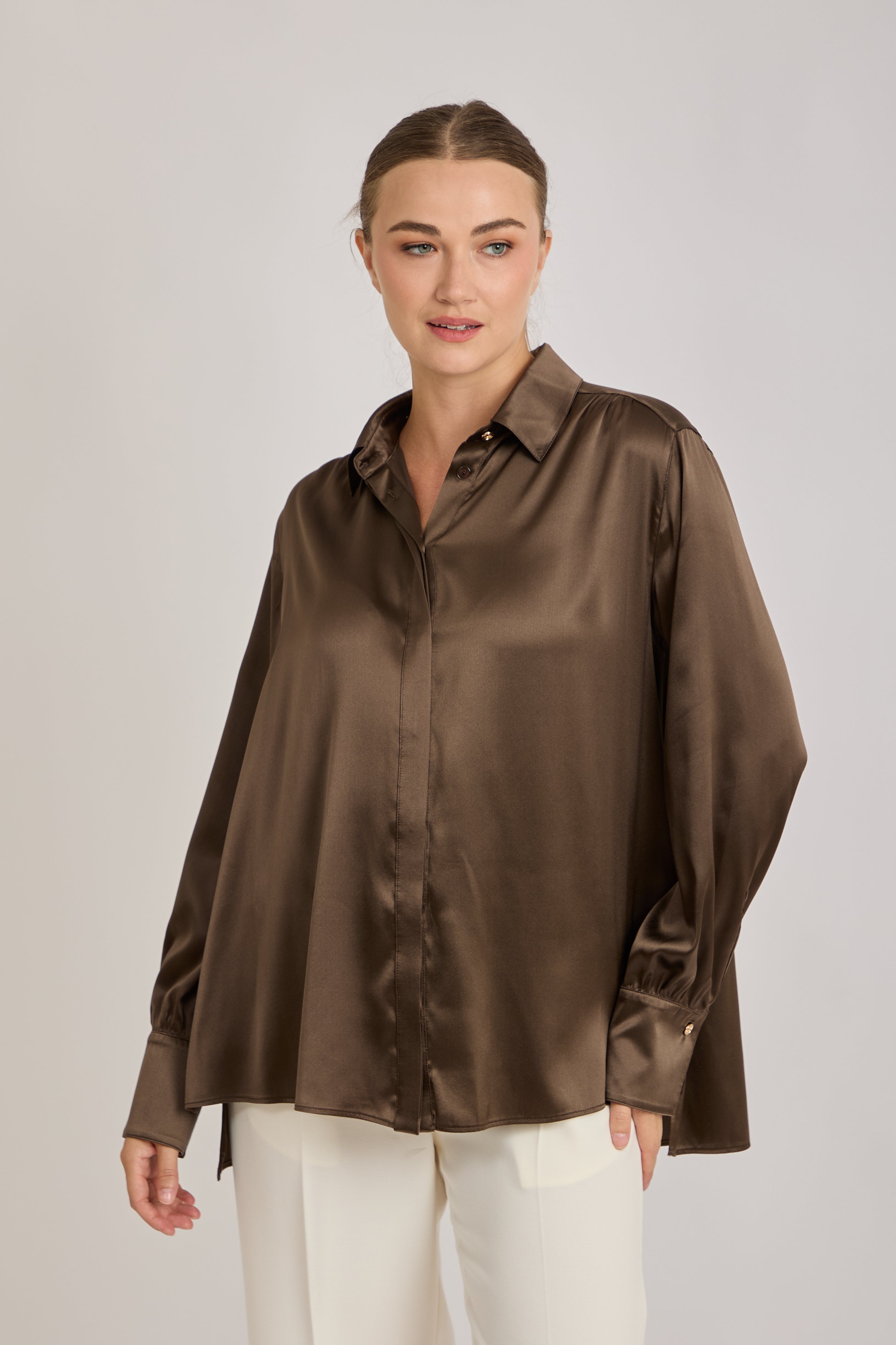 SILK SHIRT-MARRON