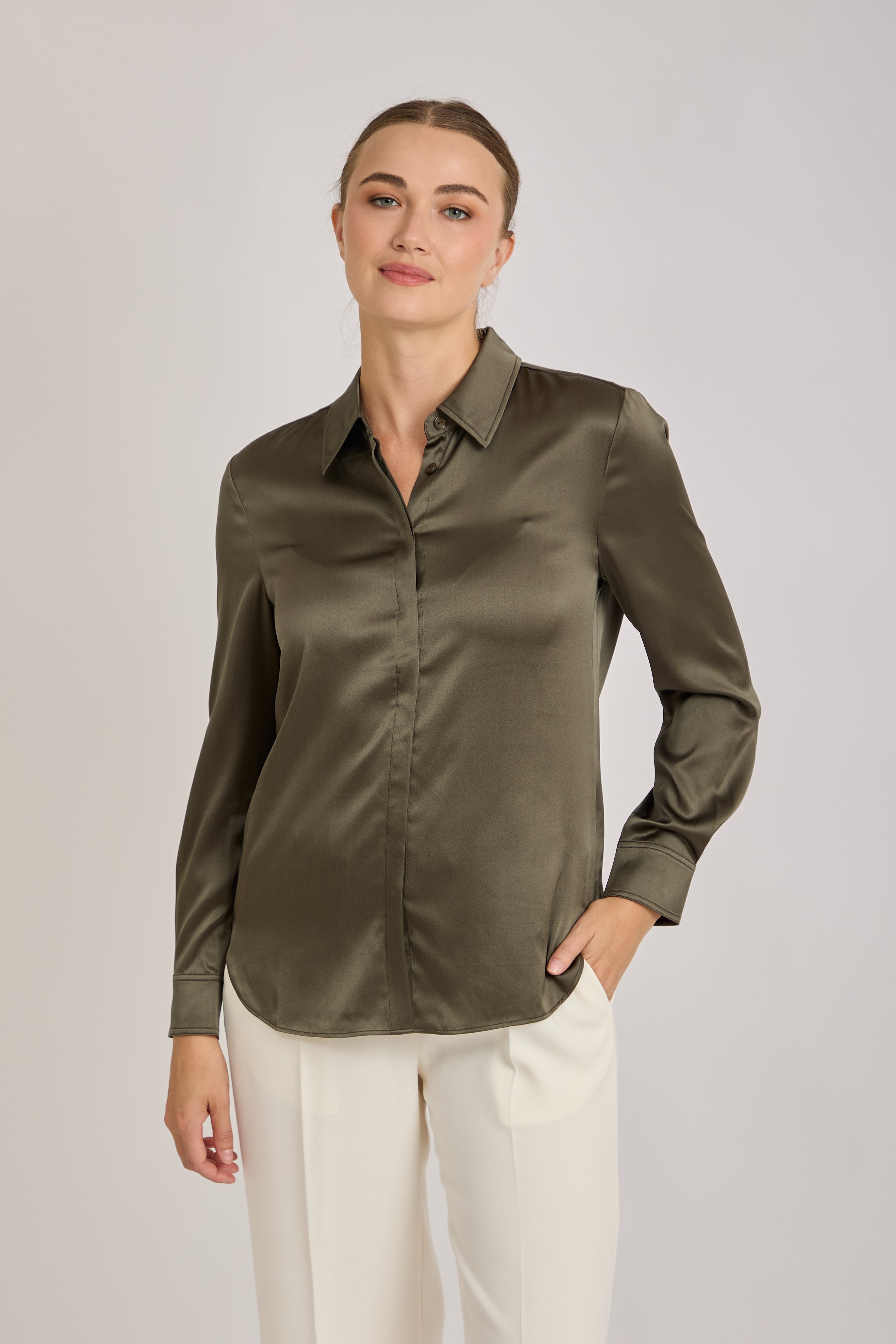 SILK SHIRT-KAKI