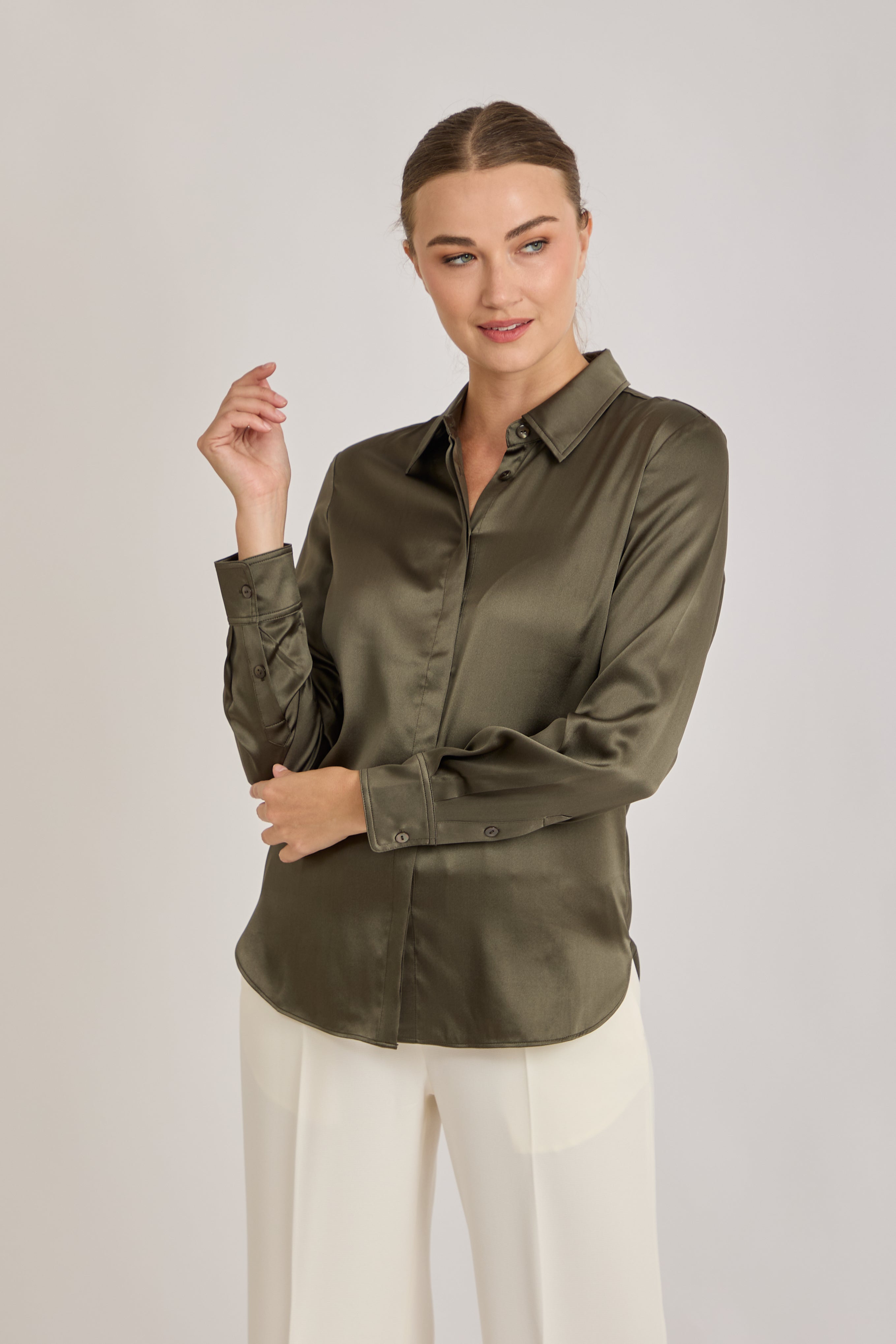 SILK SHIRT-KAKI