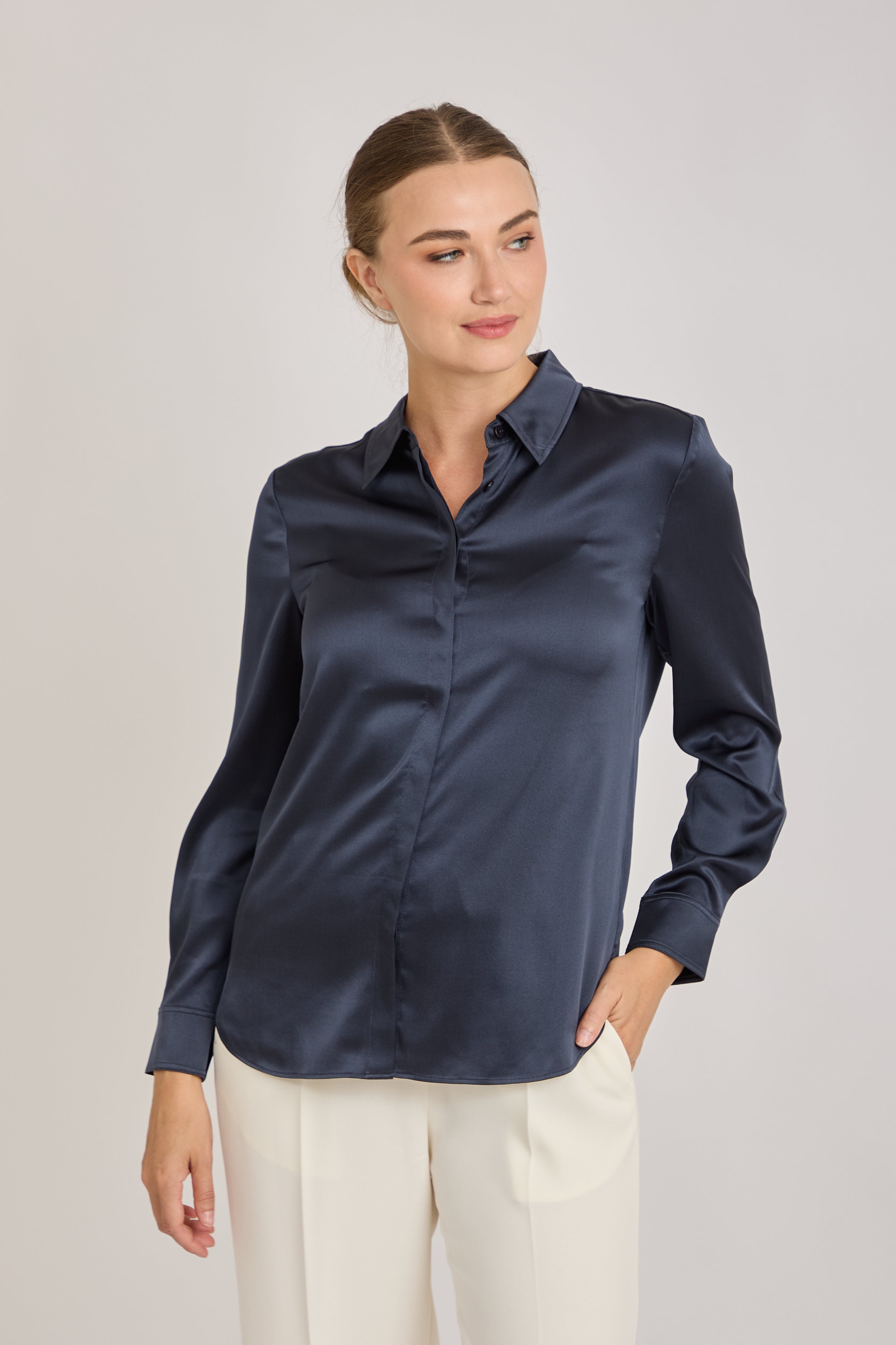 SILK SHIRT-NAVY