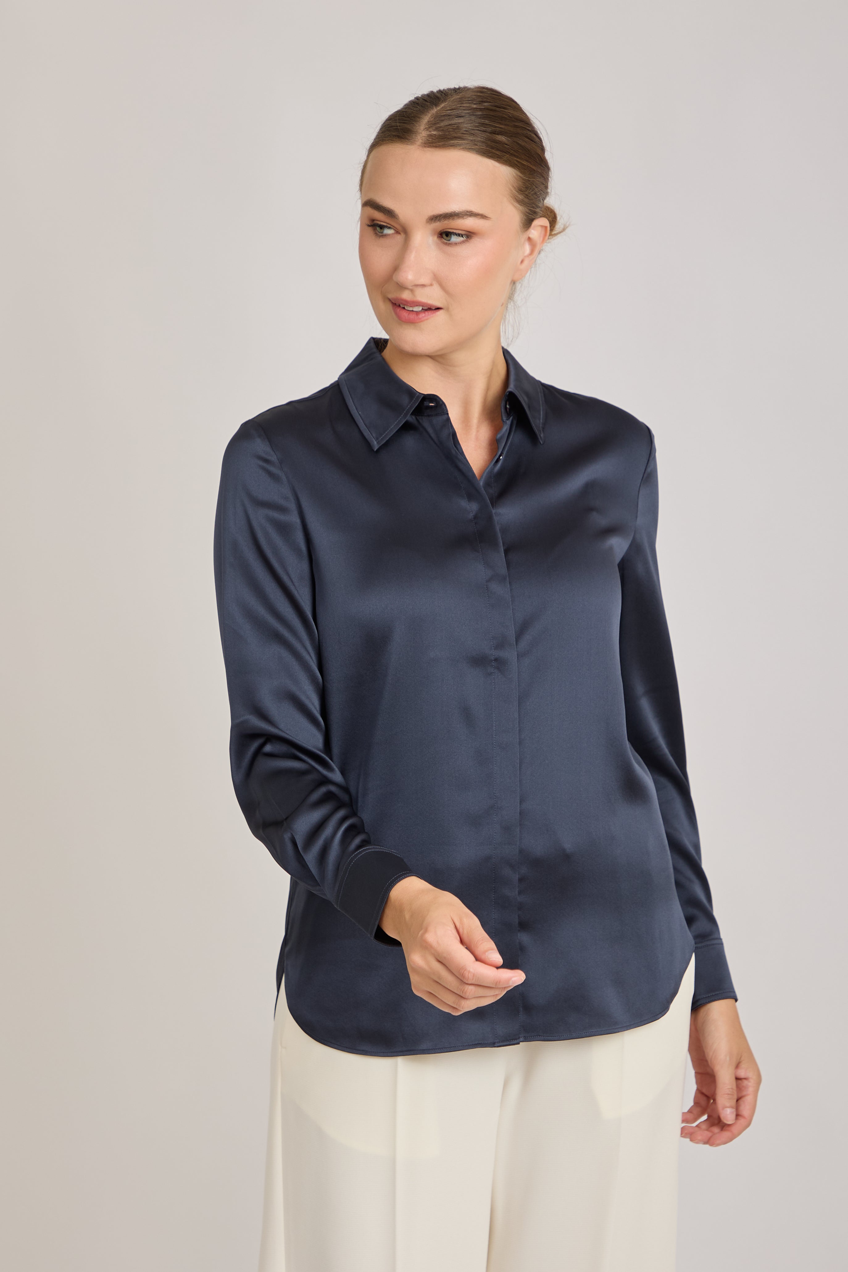 SILK SHIRT-NAVY