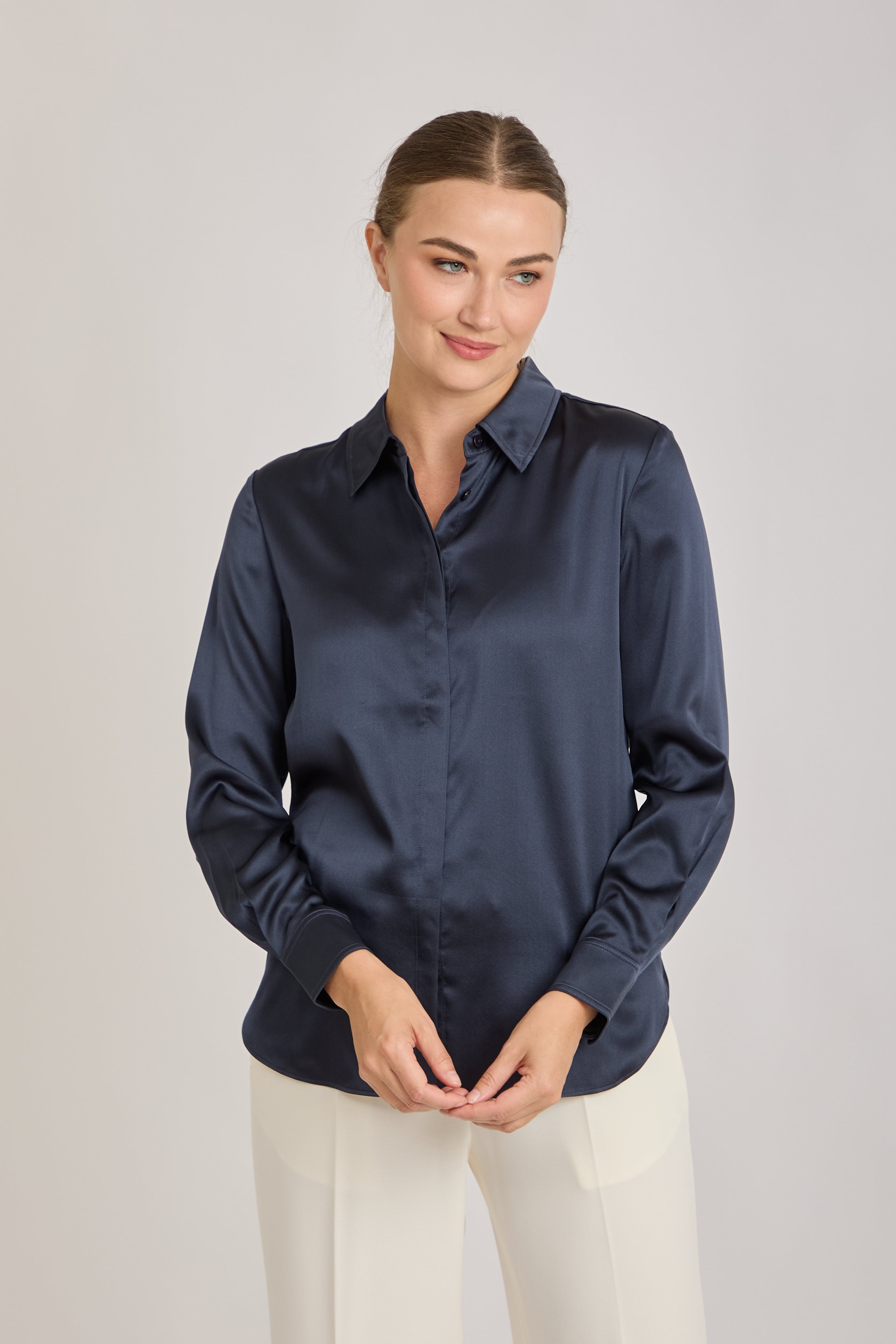 SILK SHIRT-NAVY