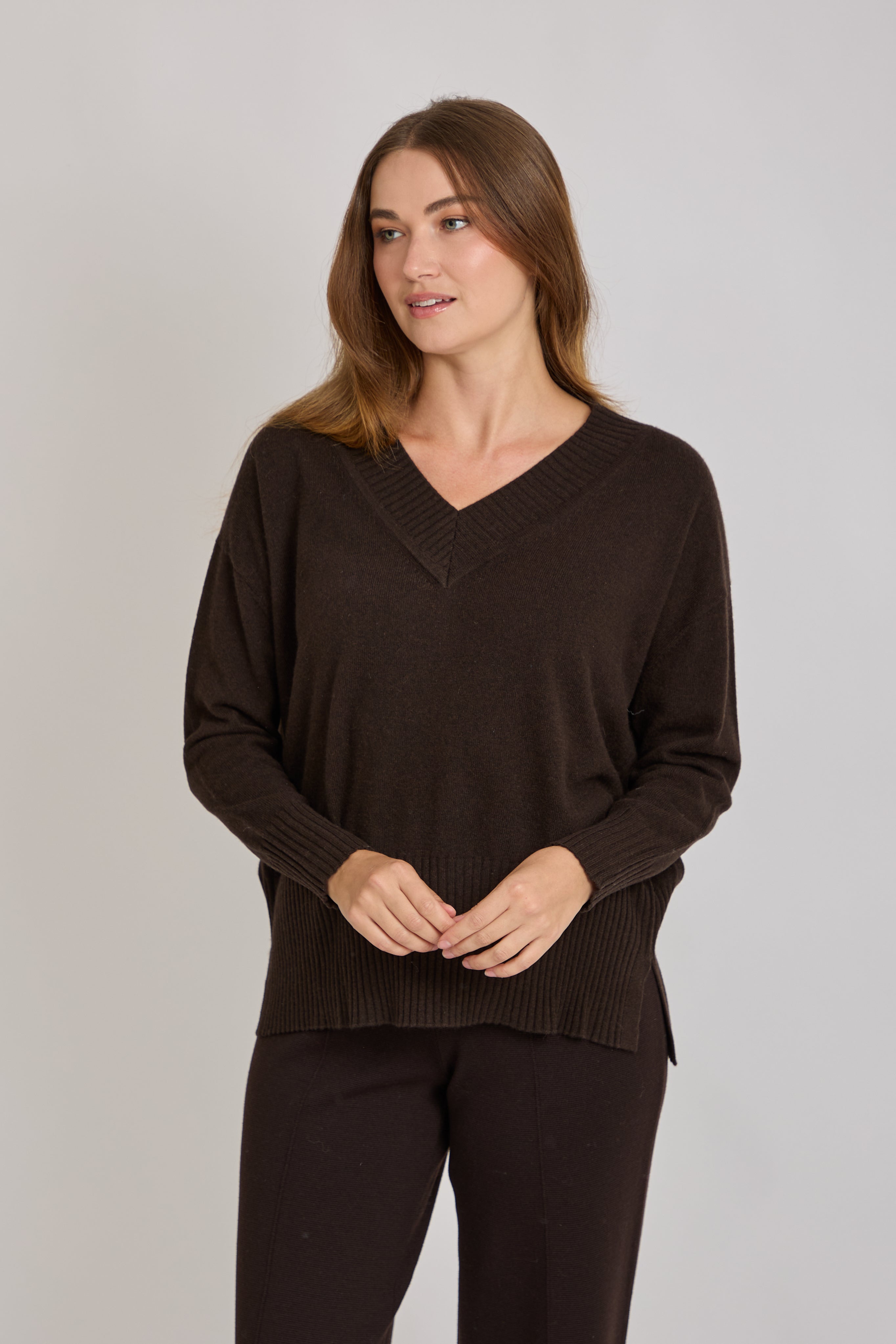 V NECK CASHMERE JUMPER-AMERICANO