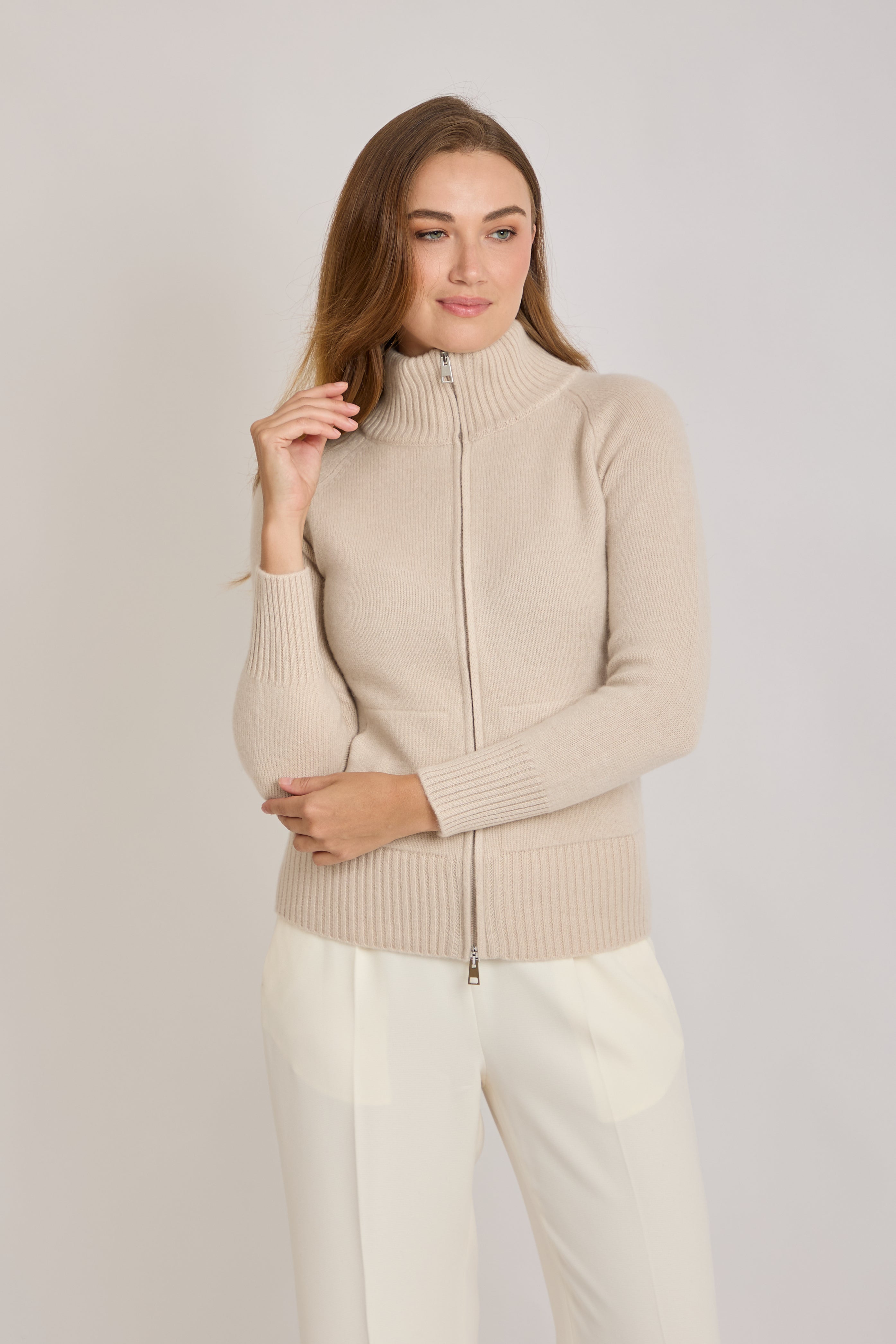CASHMERE CARDIGAN-BEIGE