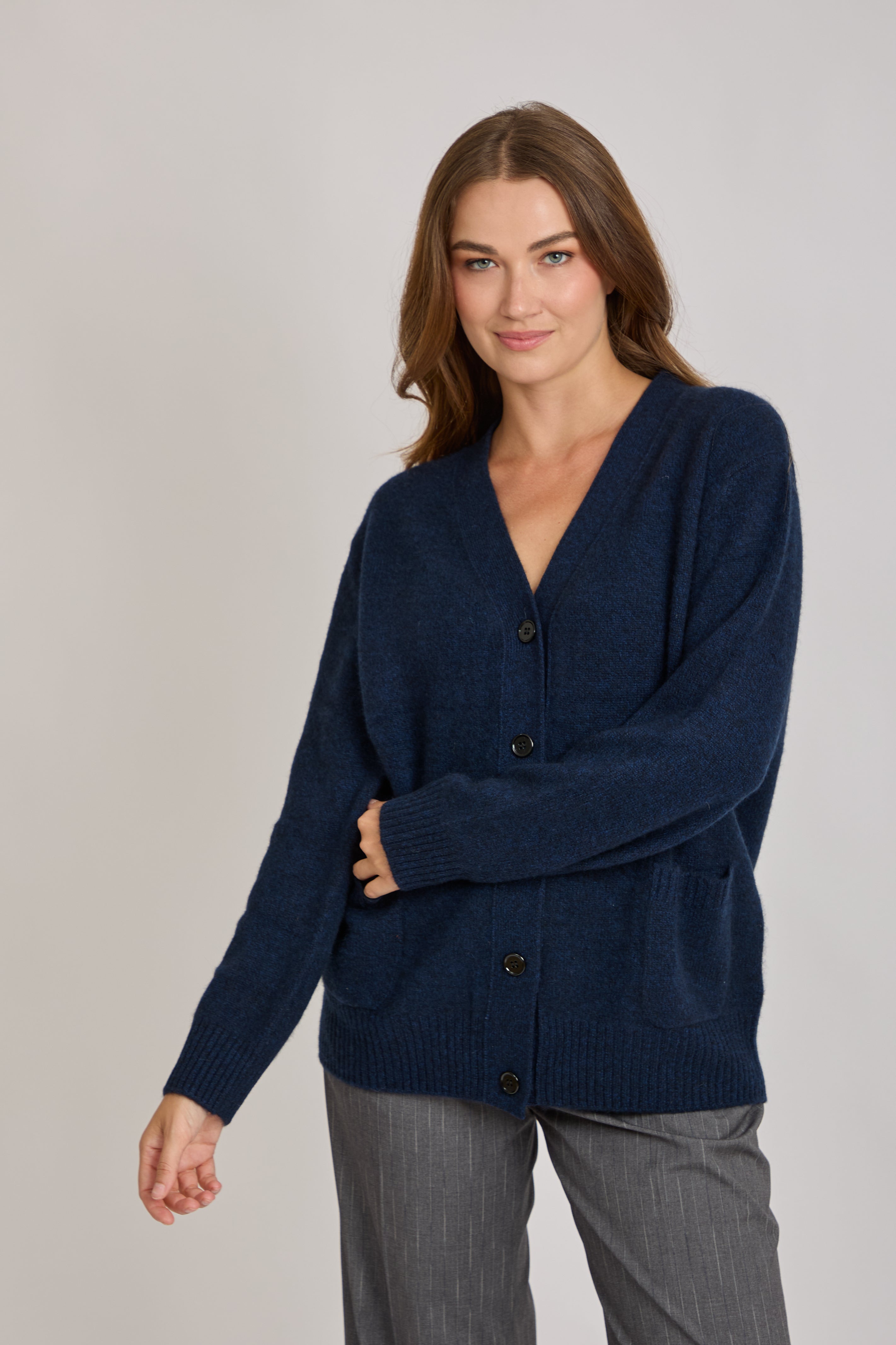 CASHMERE CARDIGAN - NAVY