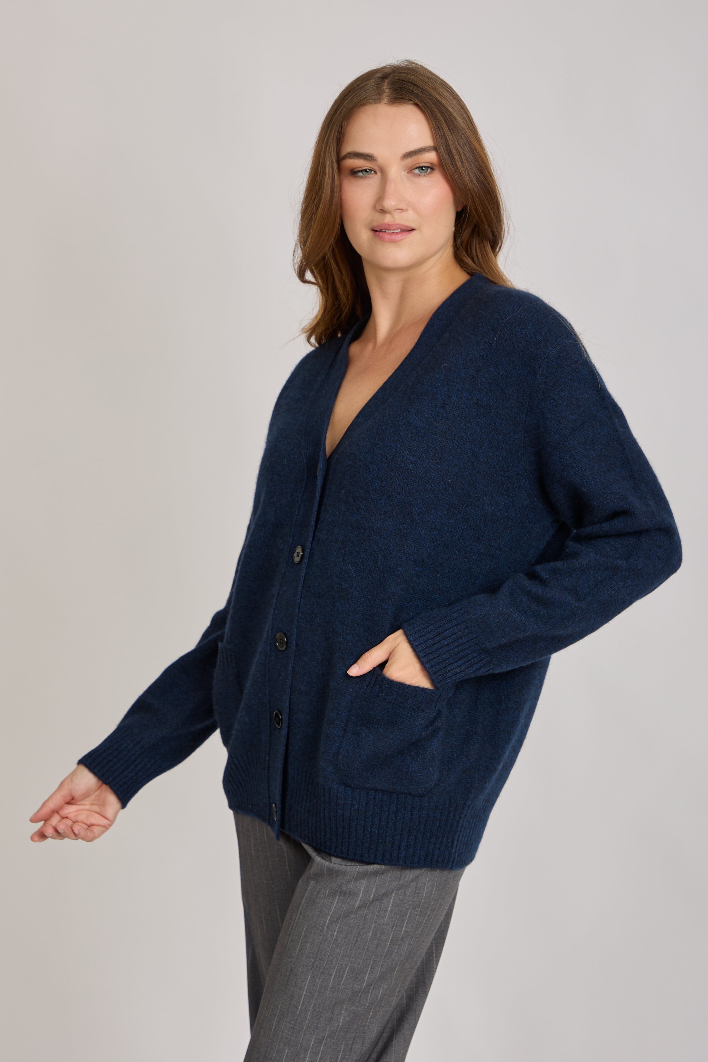 CASHMERE CARDIGAN - NAVY