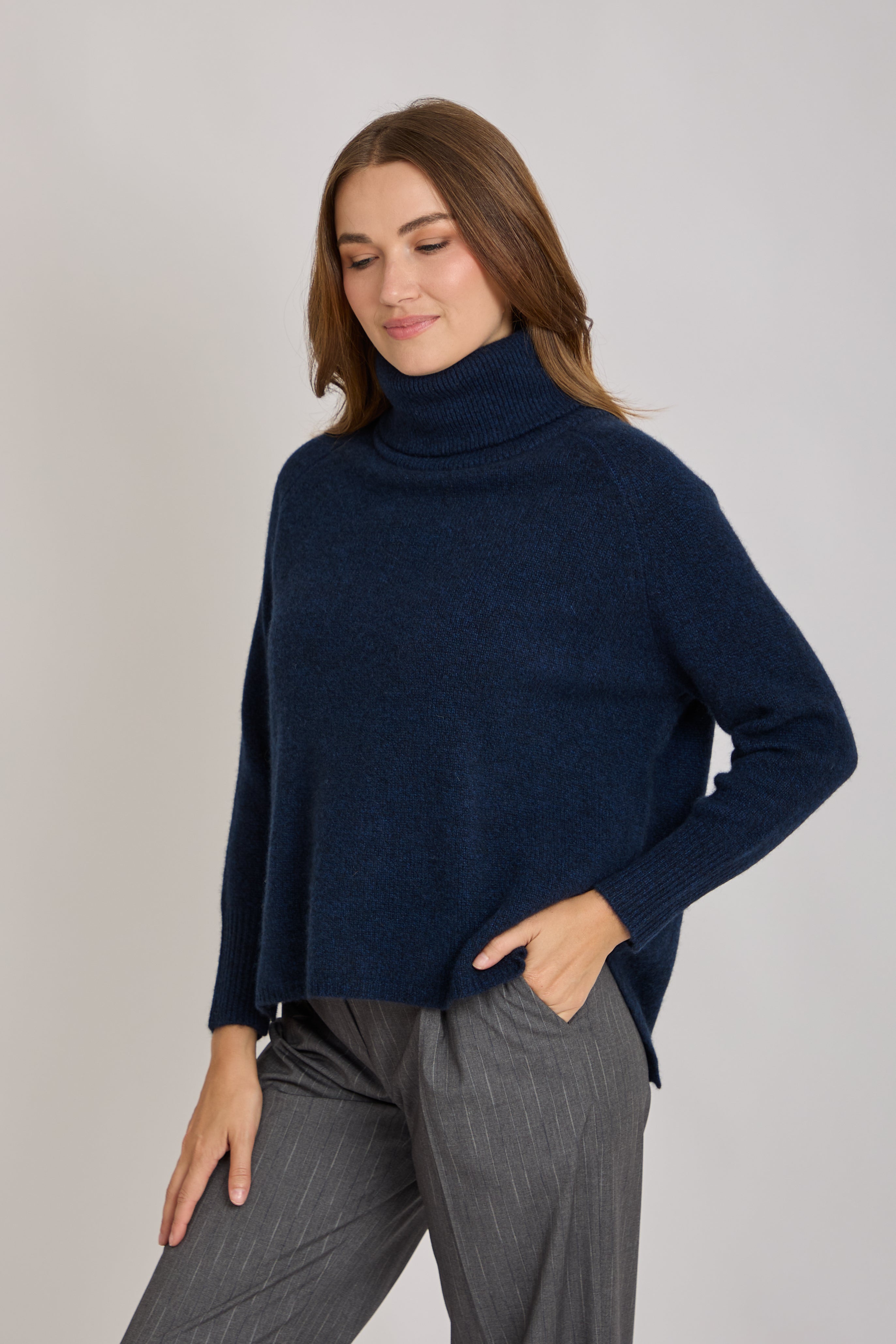 HIGH NECK CASHMERE JUMPER-INK