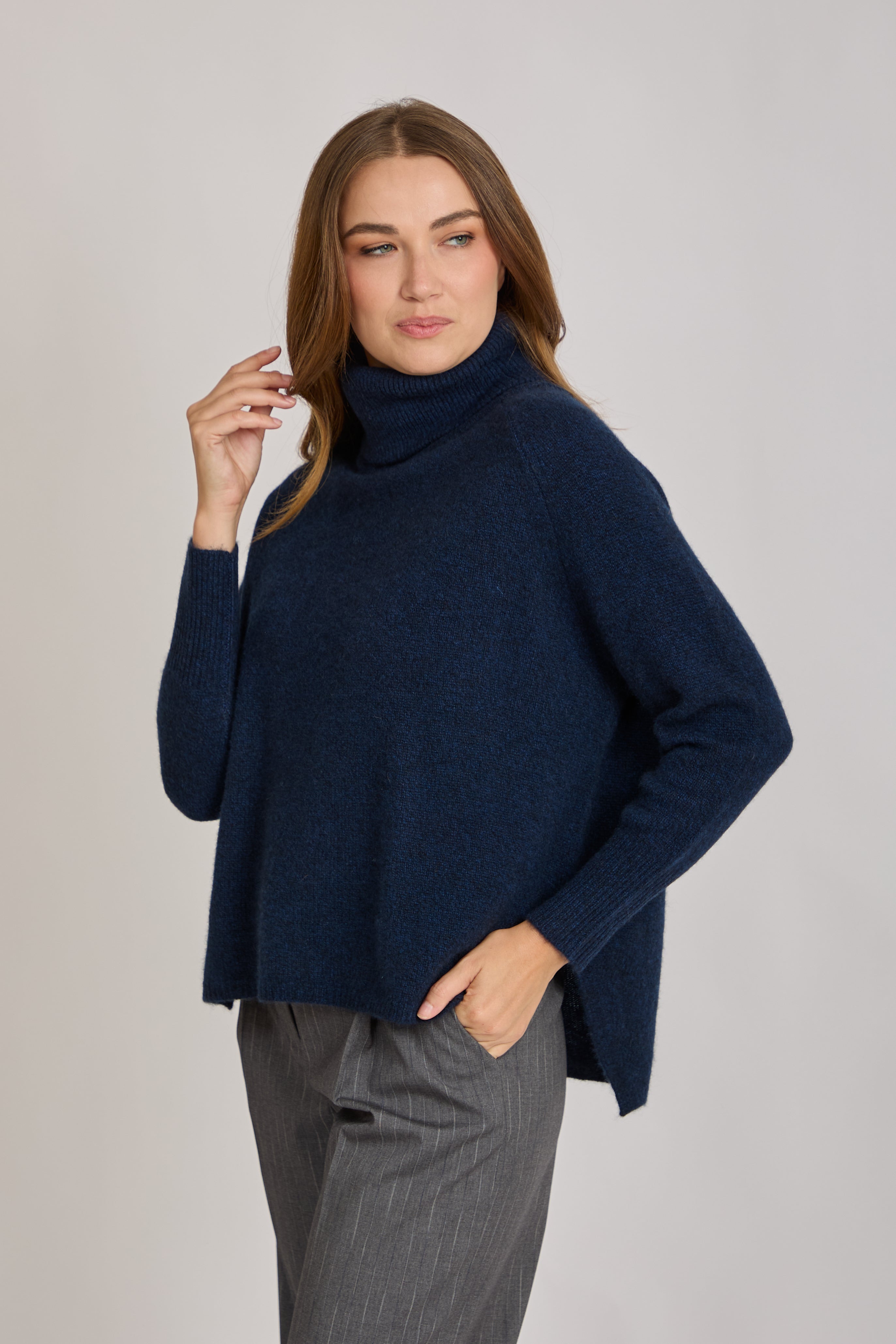 HIGH NECK CASHMERE JUMPER-INK