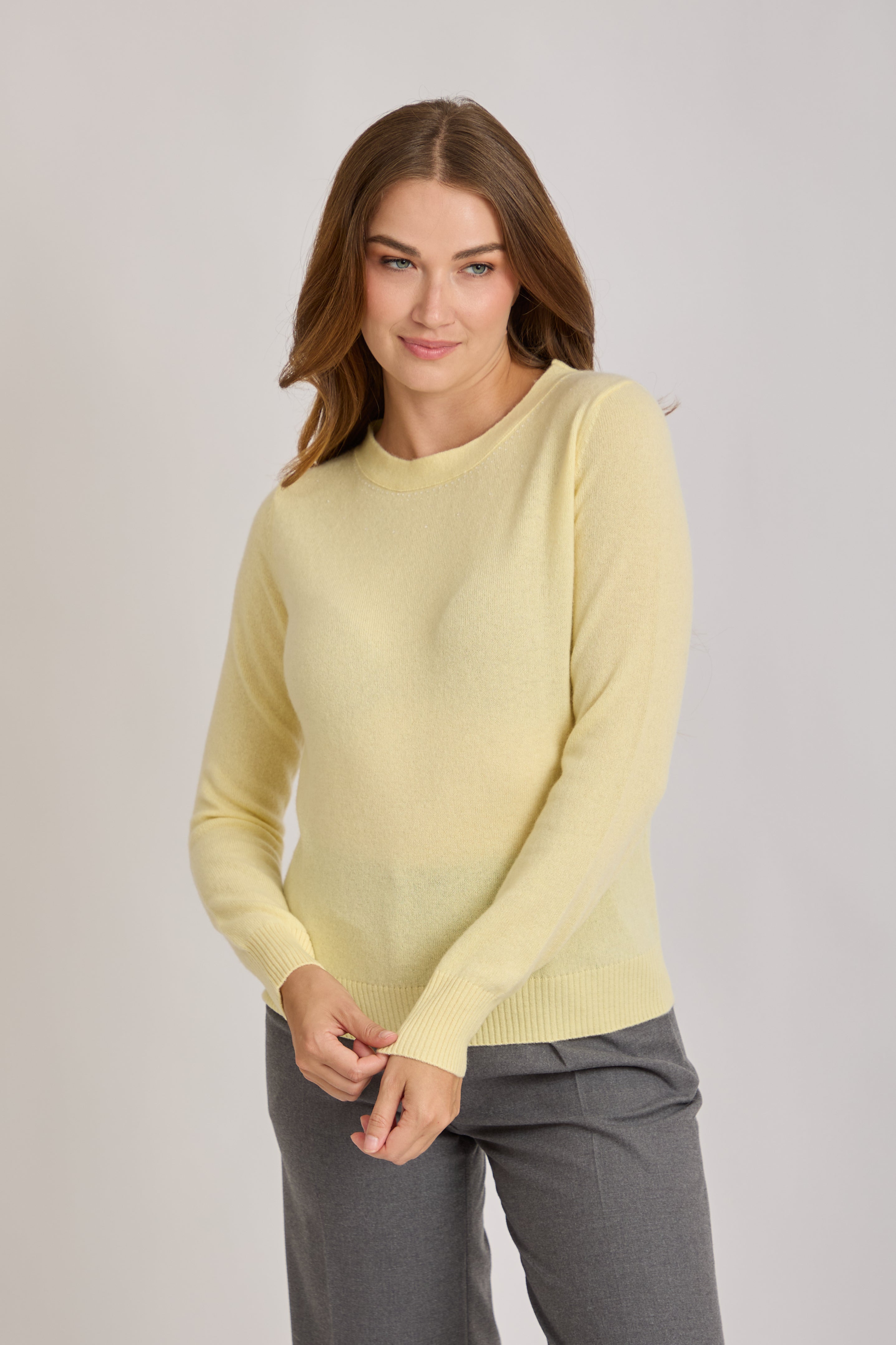 CREW NECK CASHMERE JUMPER WITH STRASS-POMELO