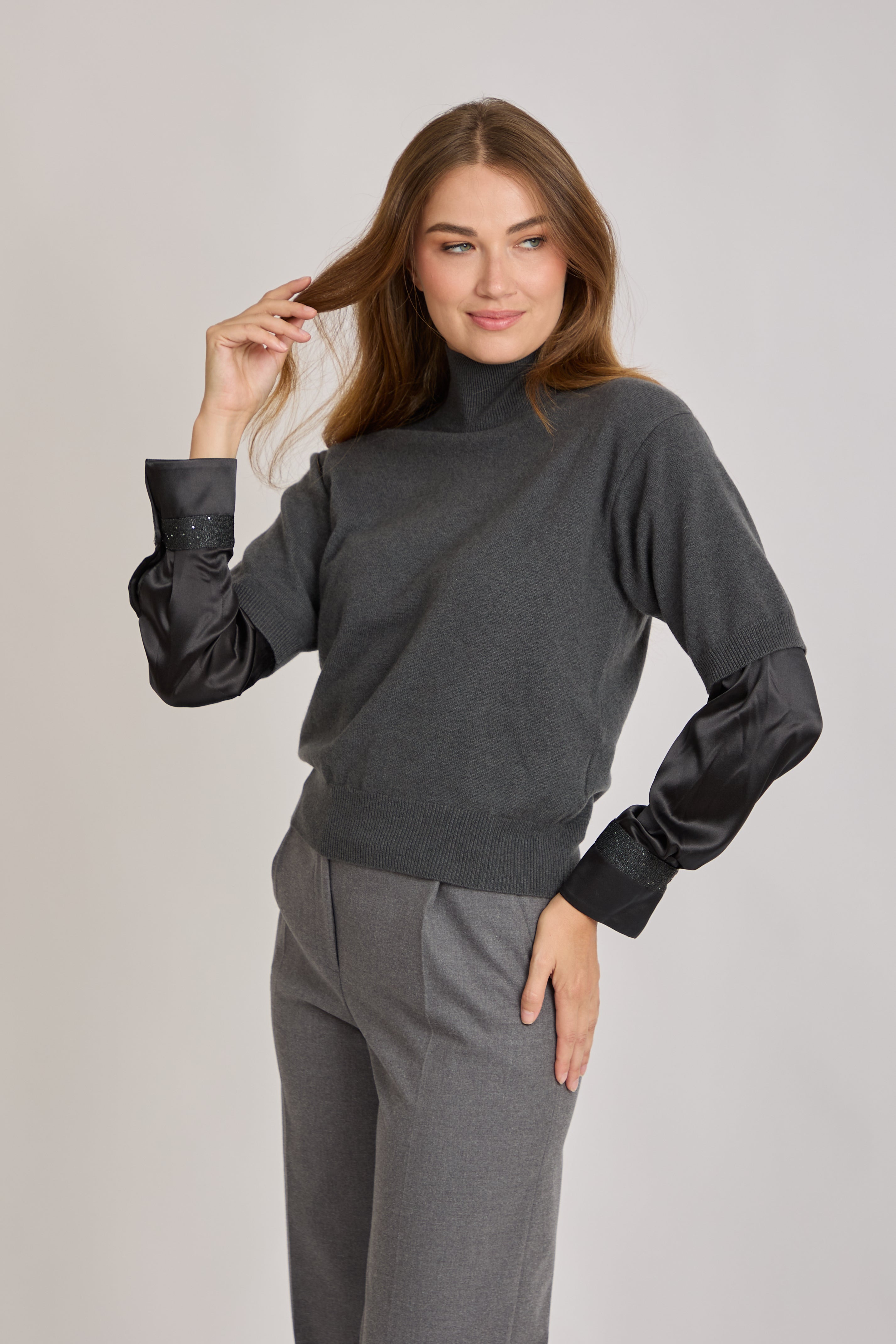 HIGH NECK JUMPER-GRIGIO