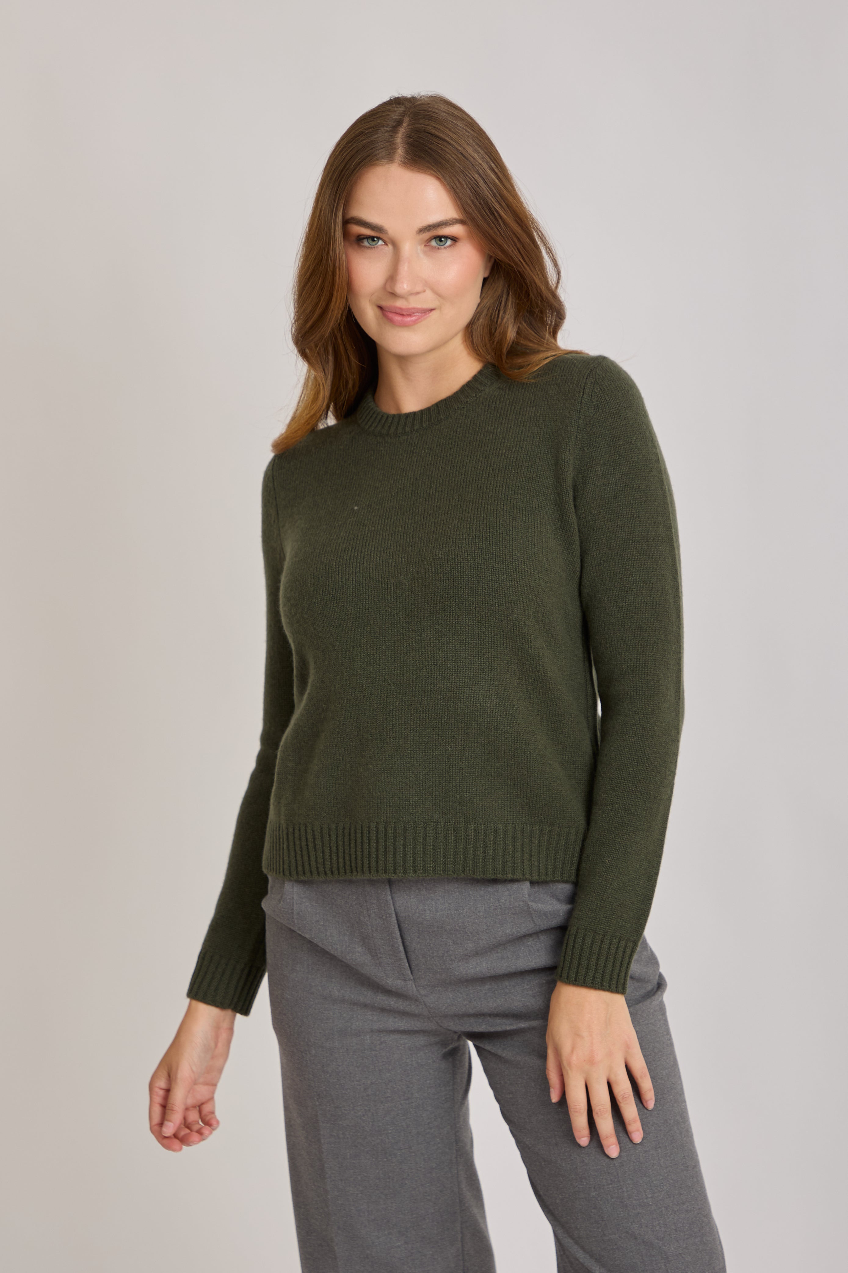 CREW NECK CASHMERE JUMPER-KAKI
