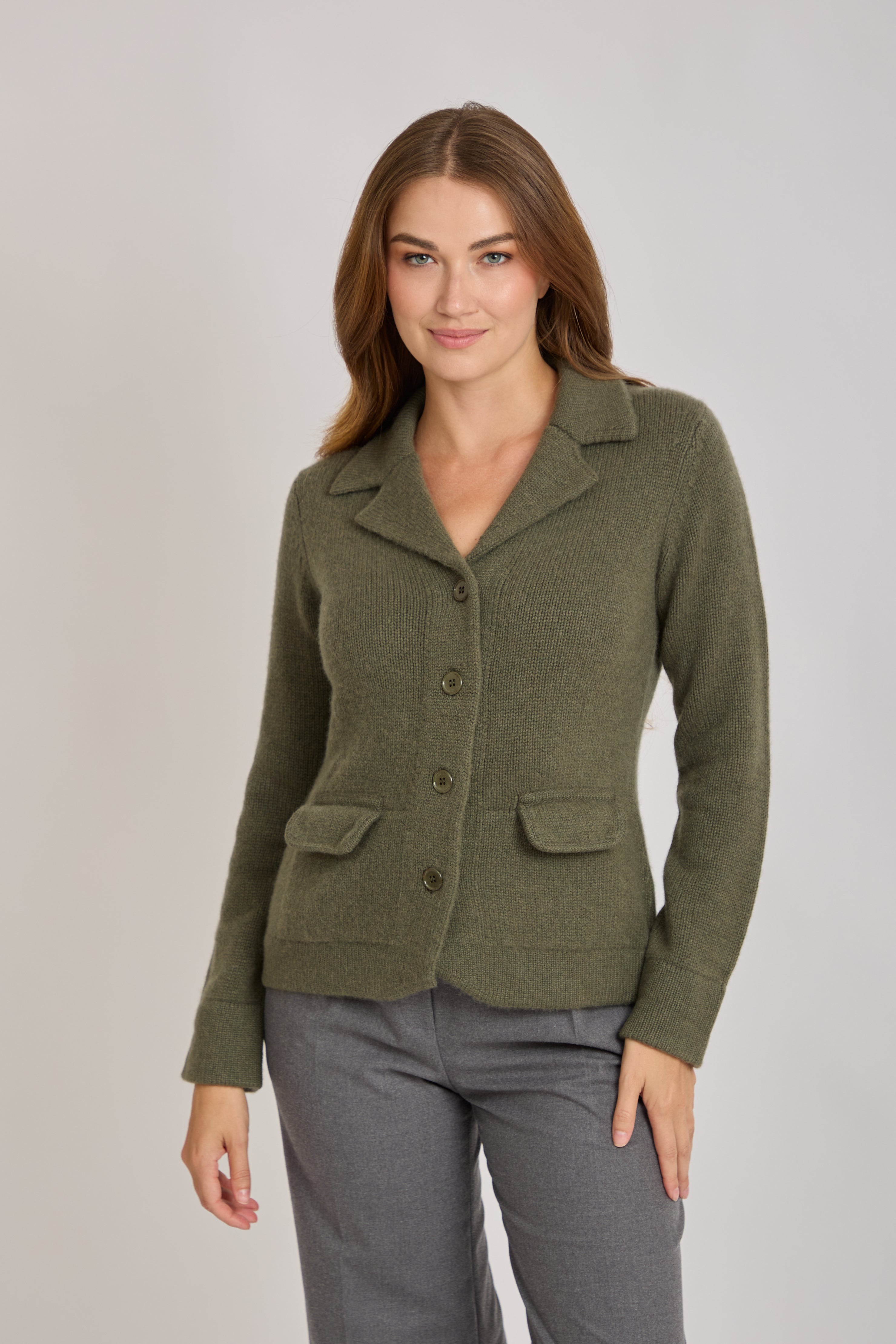 CASHMERE CARDIGAN-KAKI