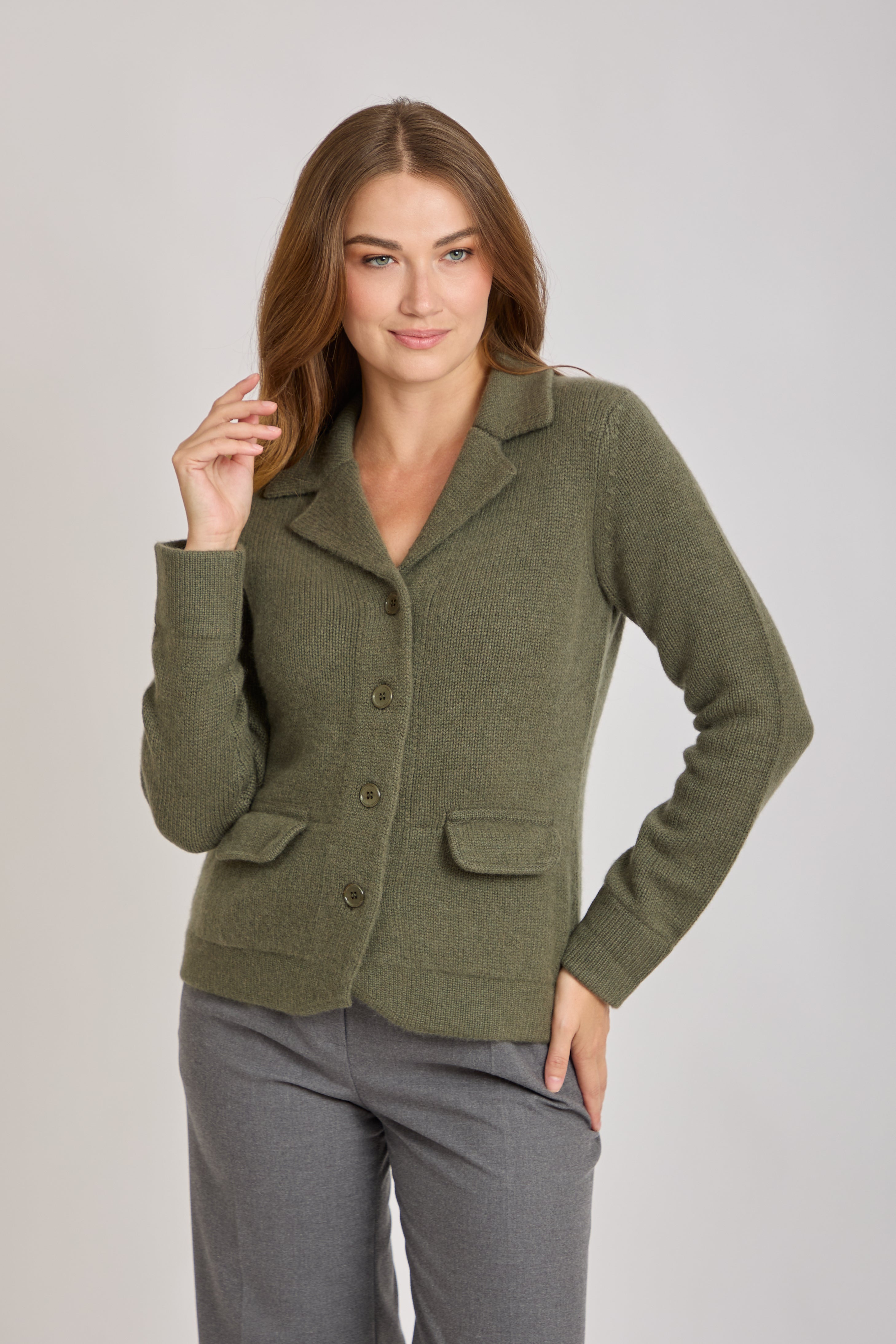 CASHMERE CARDIGAN-KAKI