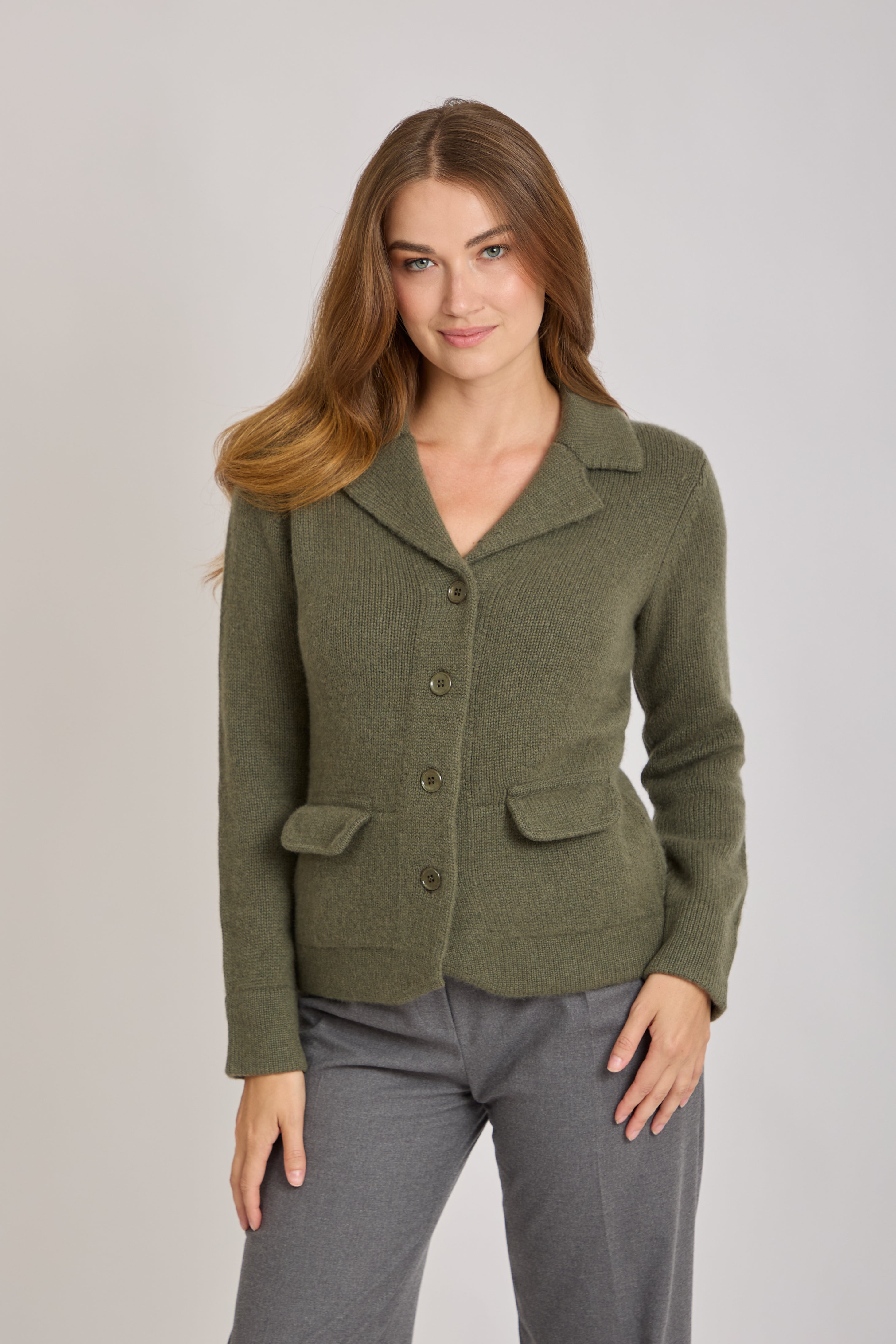 CASHMERE CARDIGAN-KAKI