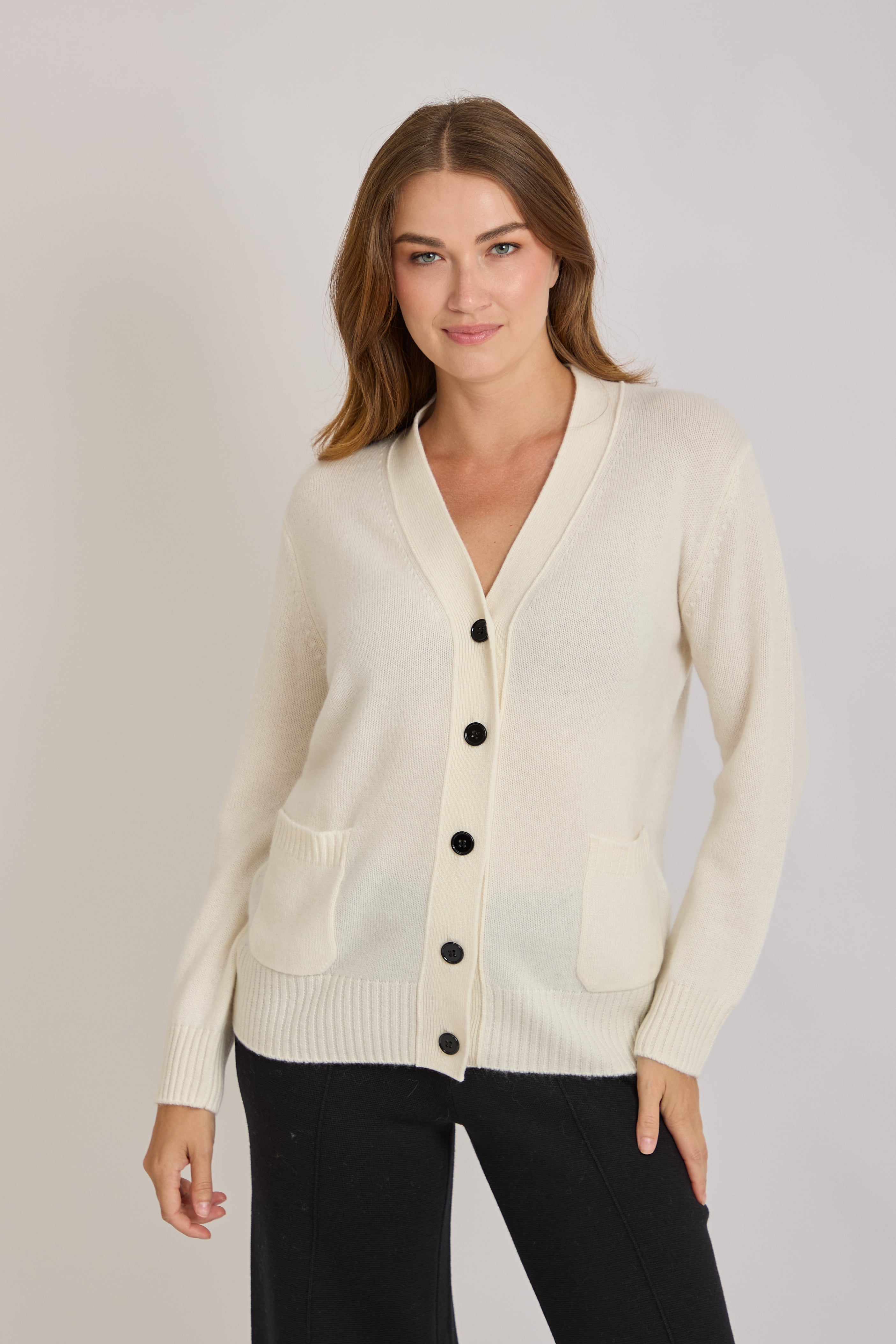 CASHMERE CARDIGAN-WHITE