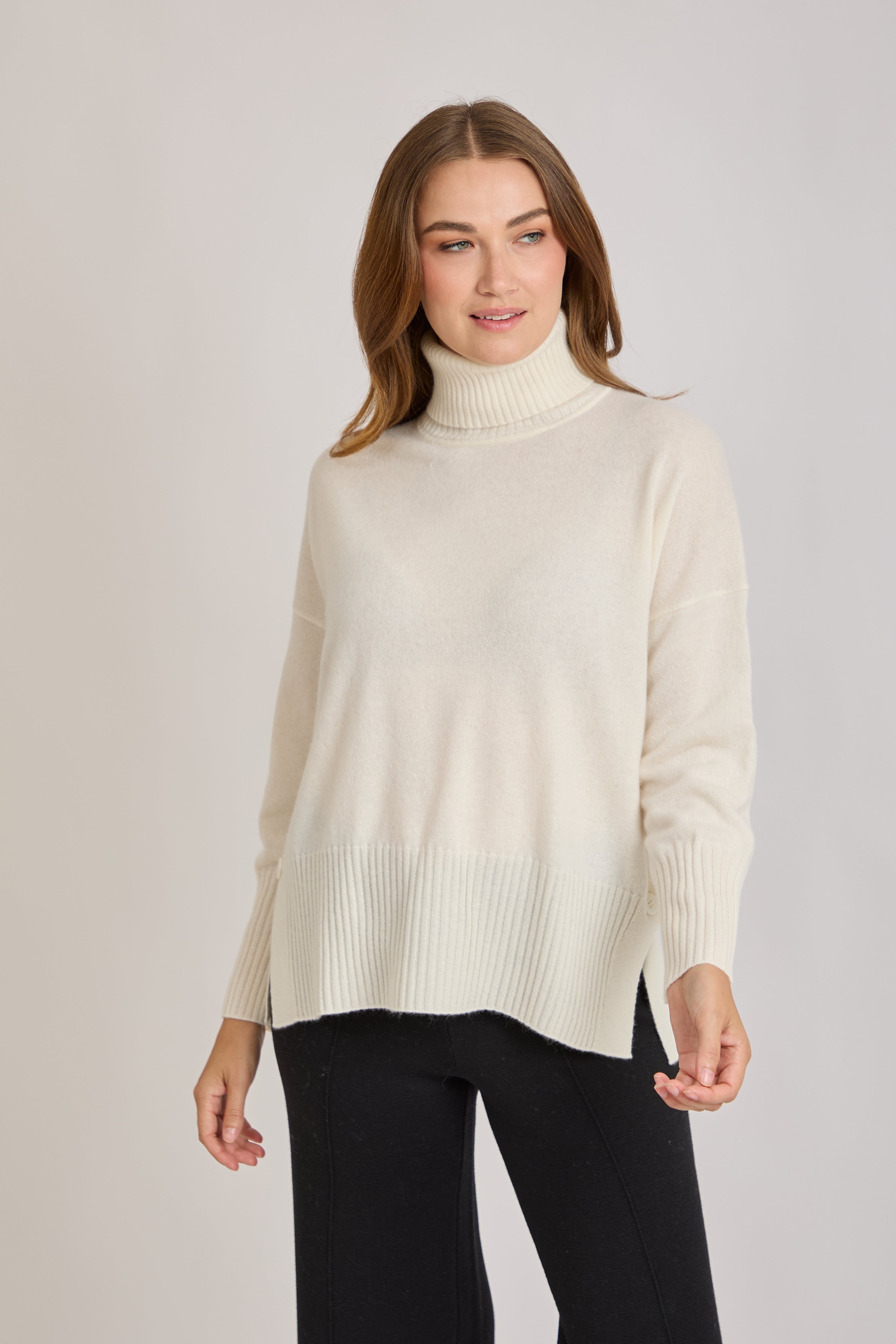 CASHMERE HIGH NECK JUMPER-OFF WHITE