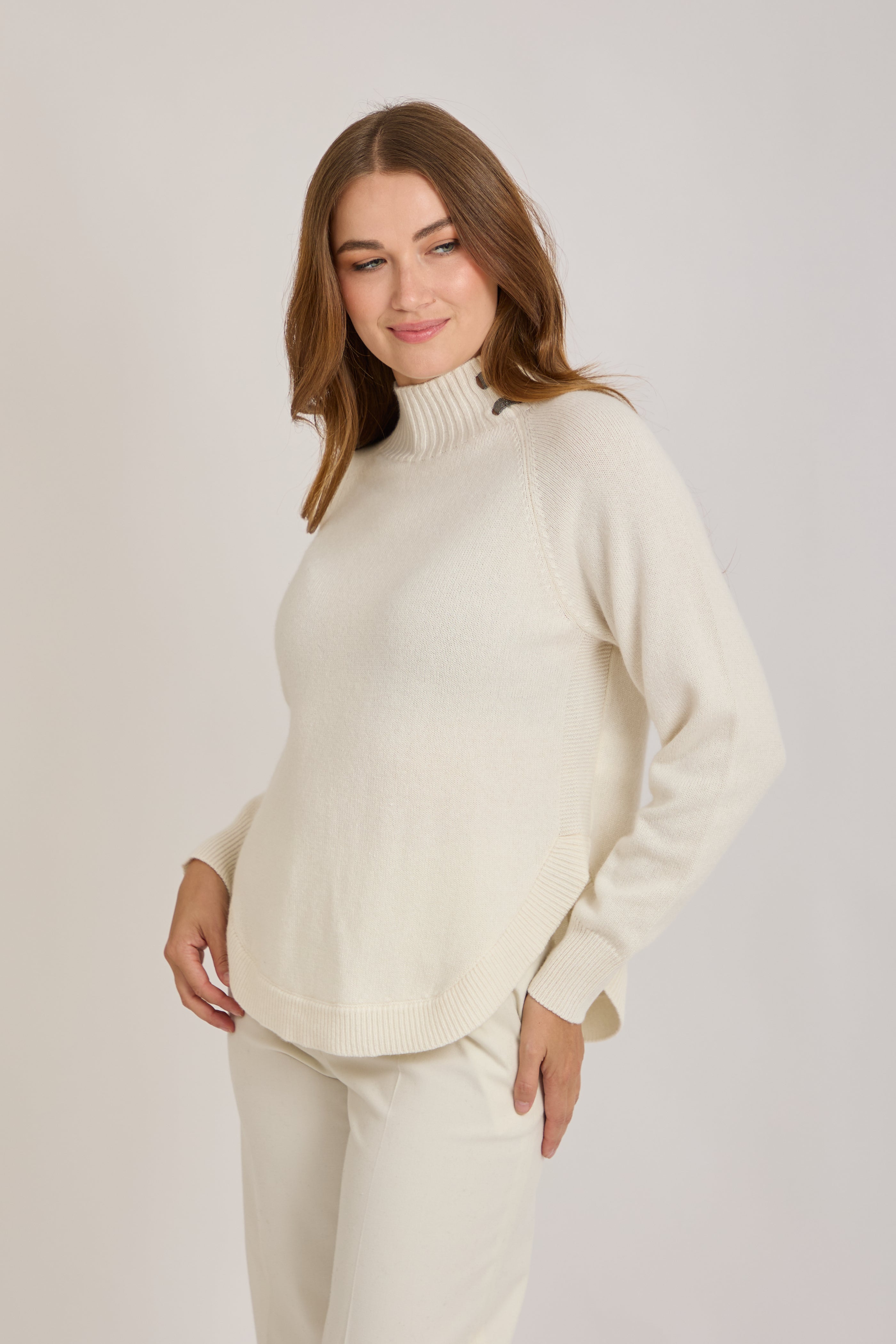 CASHMERE JUMPER WITH DETAILS-WHITE