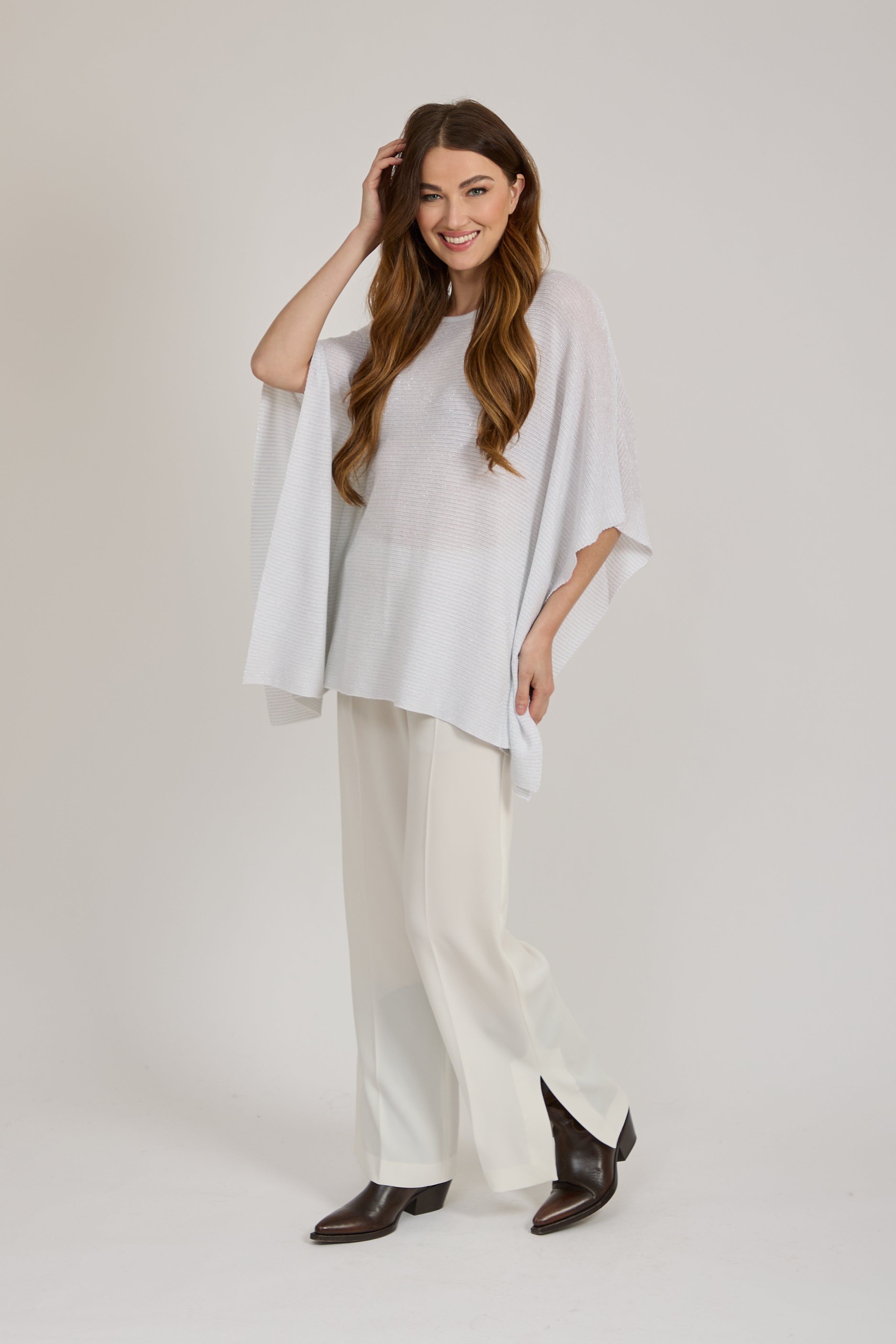 LUREX PONCHO-WHITE