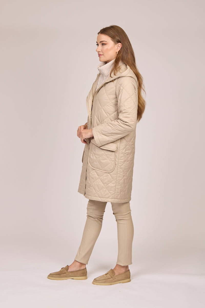 HOODED QUILTED COAT-ANGORA