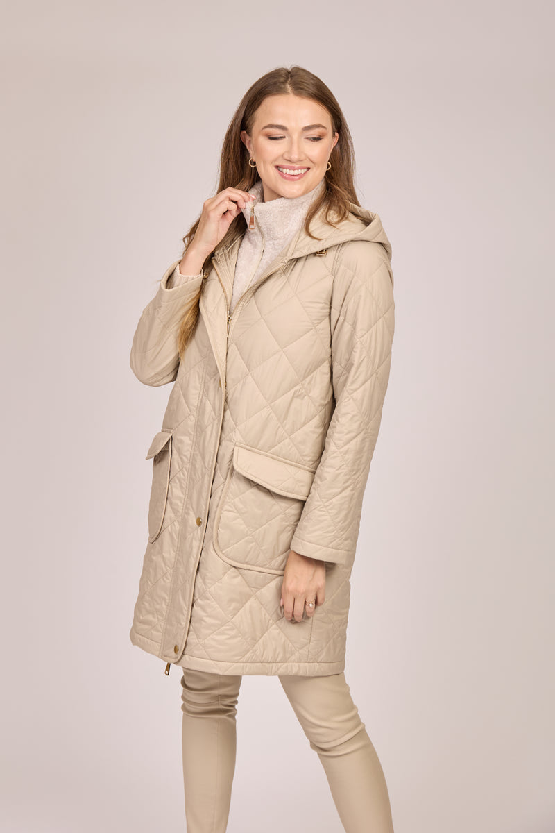 HOODED QUILTED COAT-ANGORA