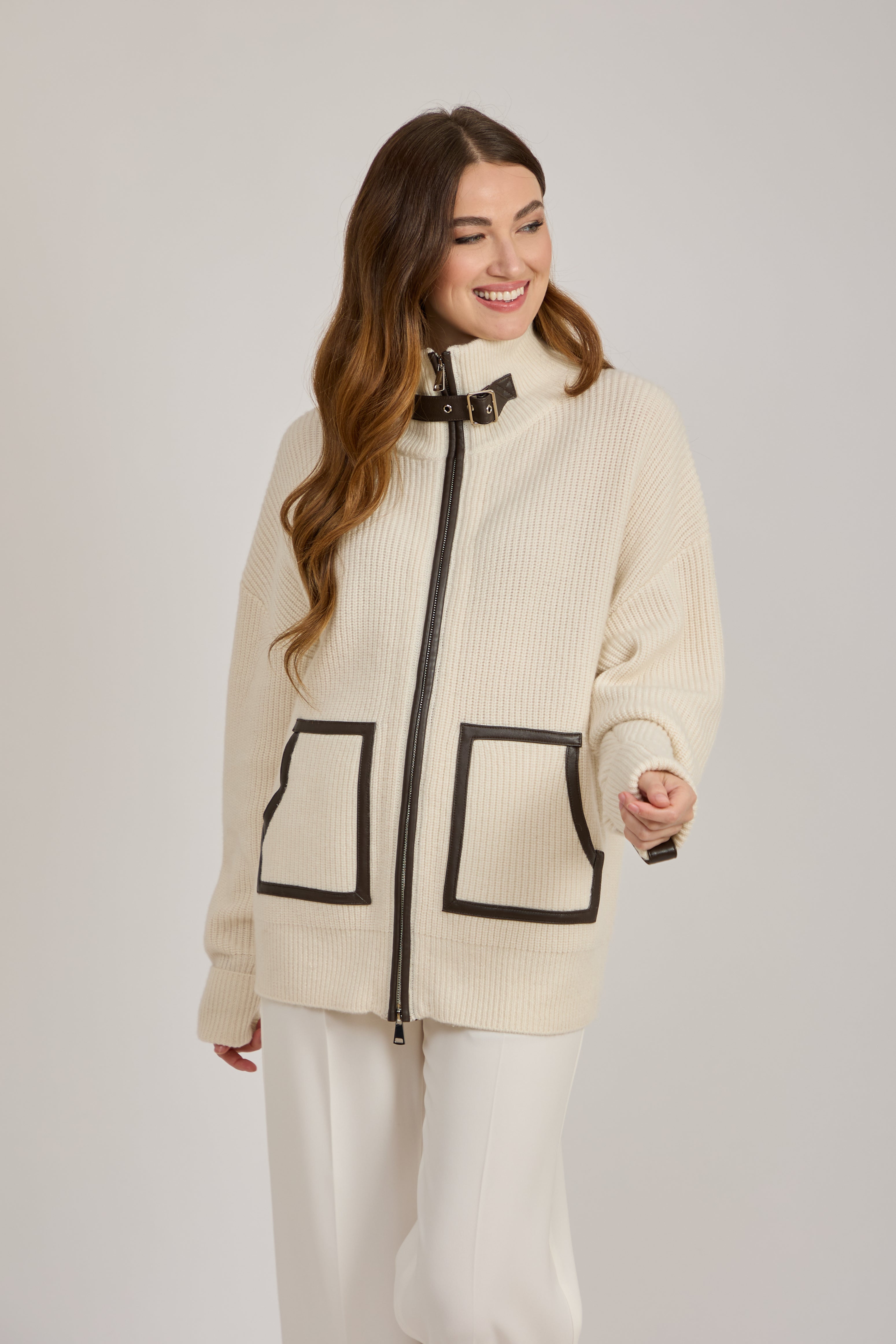 CASHMERE CARDIGAN-WHITE