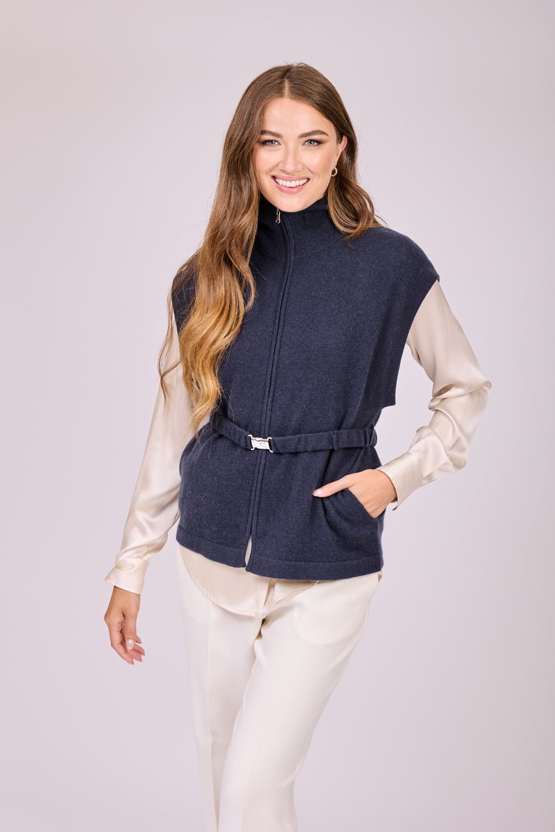 VEST WITH ZIP - NAVY