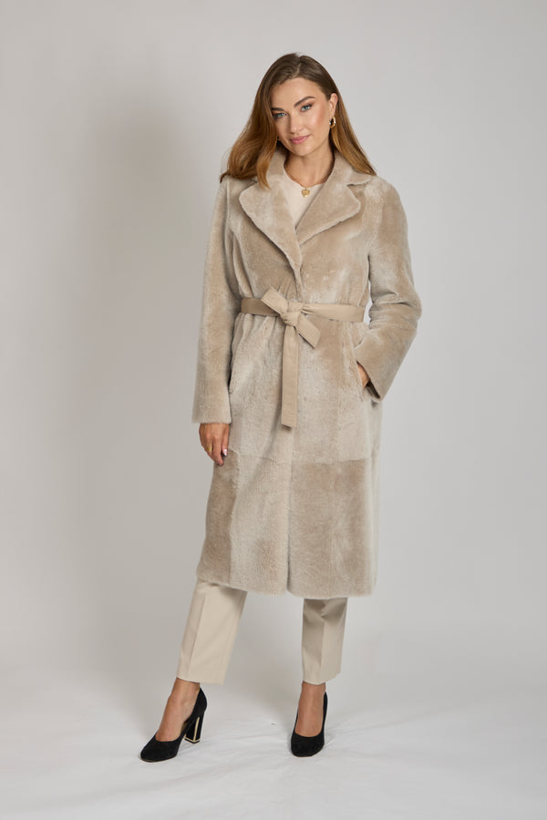 REVERSIBLE SHEARLING COAT-BEIGE