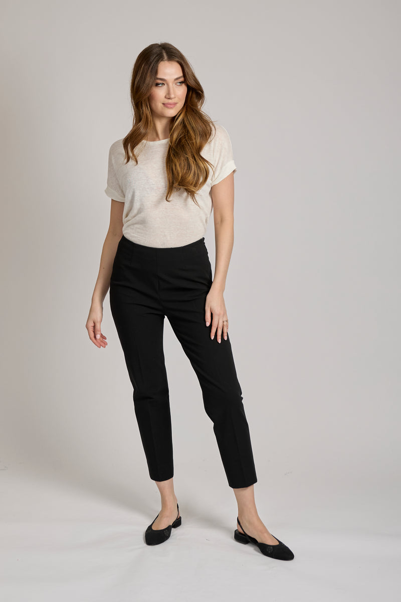 GABARDINE STRETCH TROUSERS - BLACK