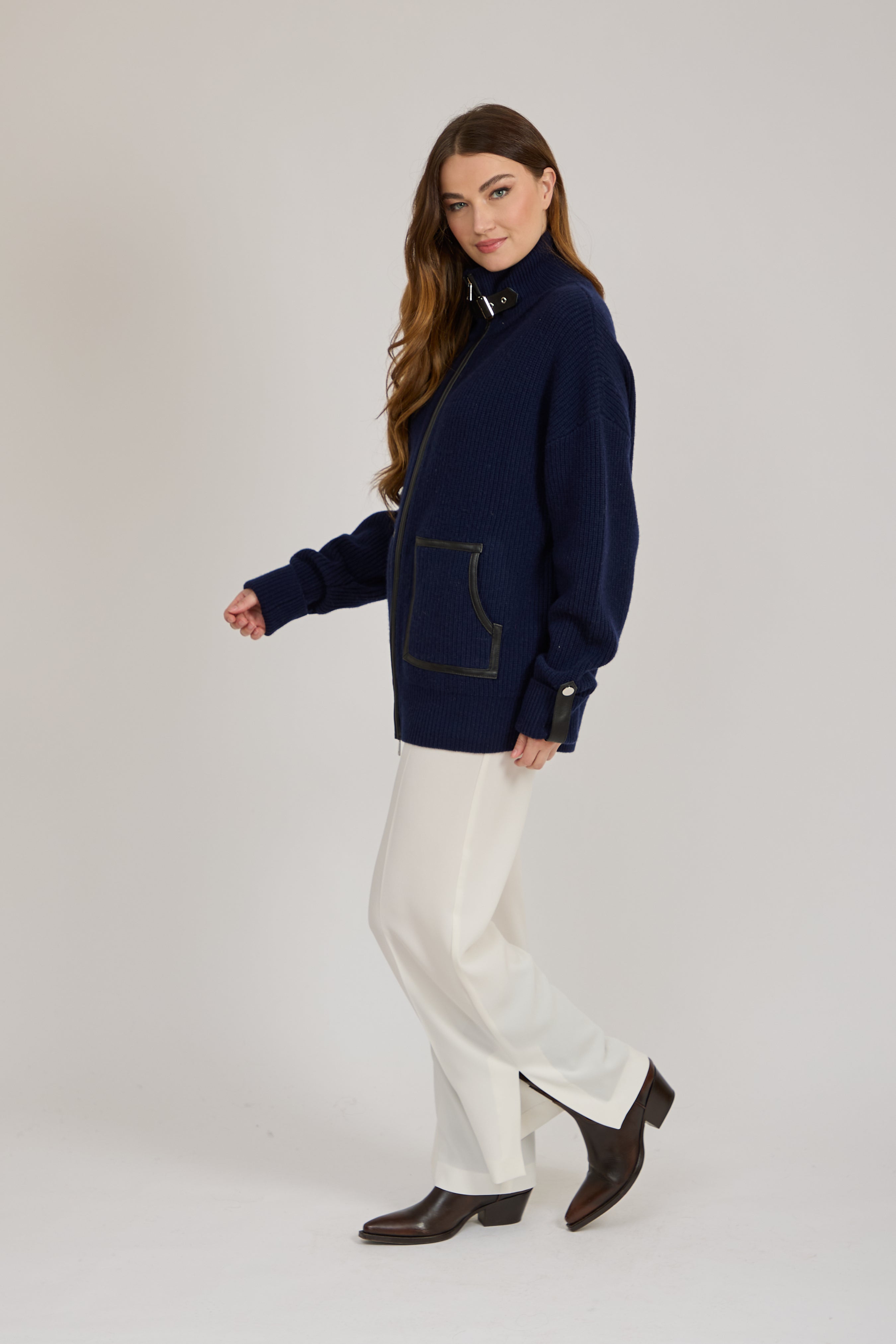 CASHMERE CARDIGAN-NAVY