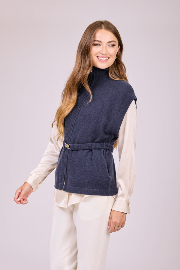 VEST WITH ZIP - NAVY