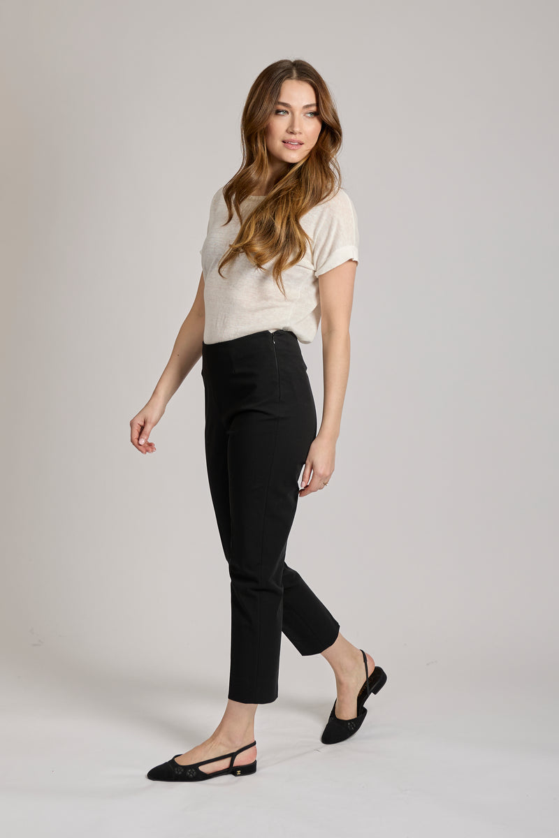 GABARDINE STRETCH TROUSERS - BLACK