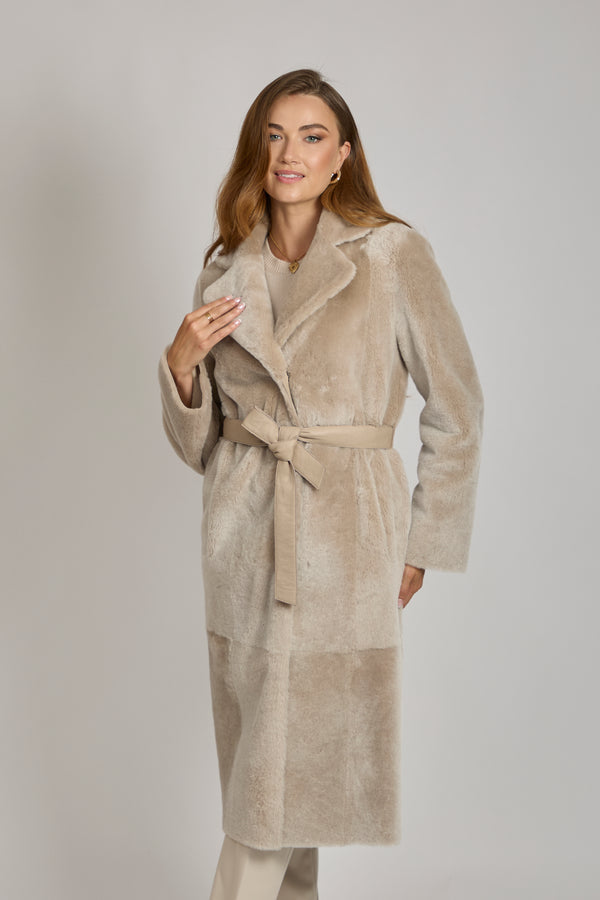 REVERSIBLE SHEARLING COAT-BEIGE