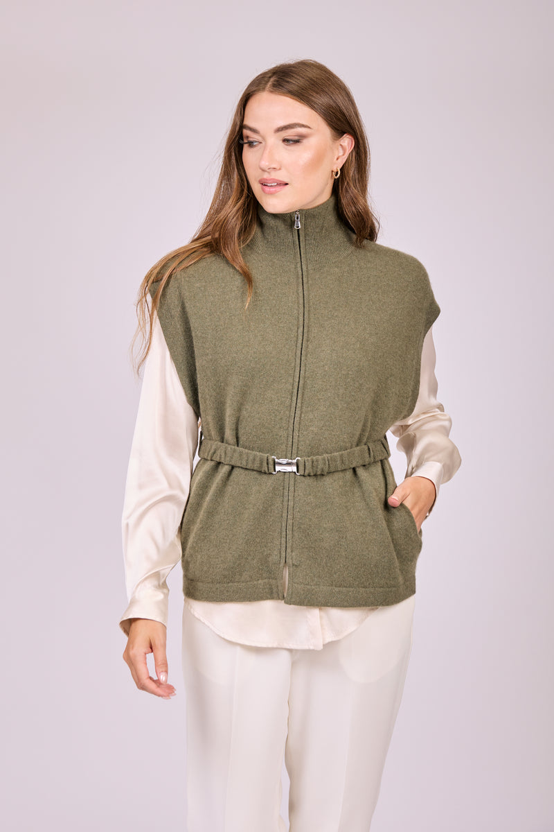 VEST WITH ZIP - VEGETAL