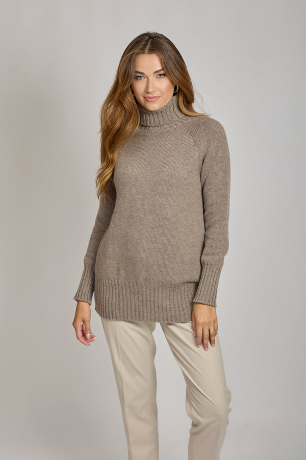 TURTLE NECK JUMPER-TAUPE