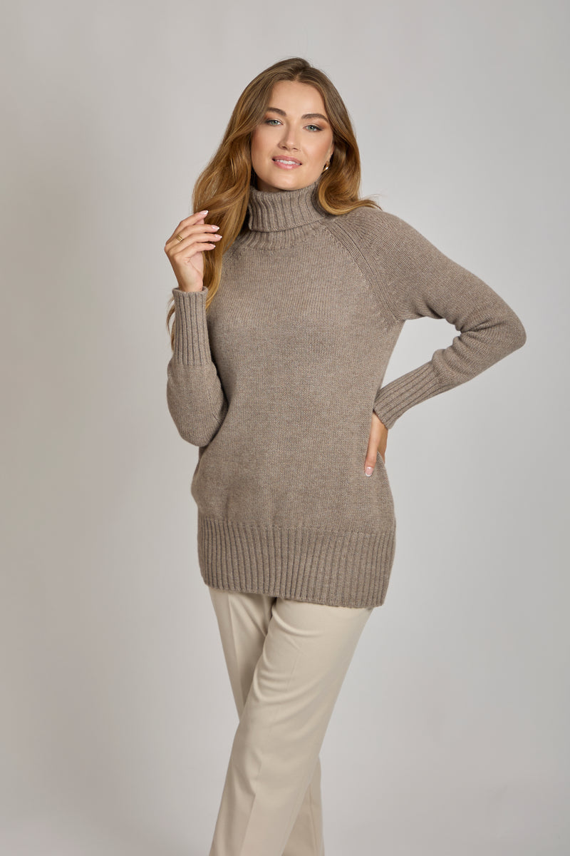 TURTLE NECK JUMPER-TAUPE