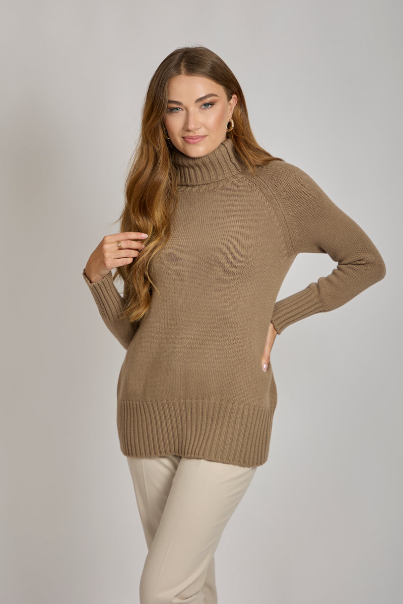 TURTLE NECK JUMPER- CARAMEL