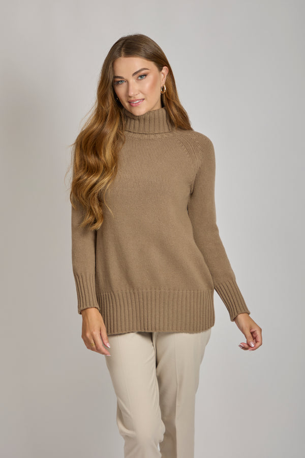 TURTLE NECK JUMPER- CARAMEL