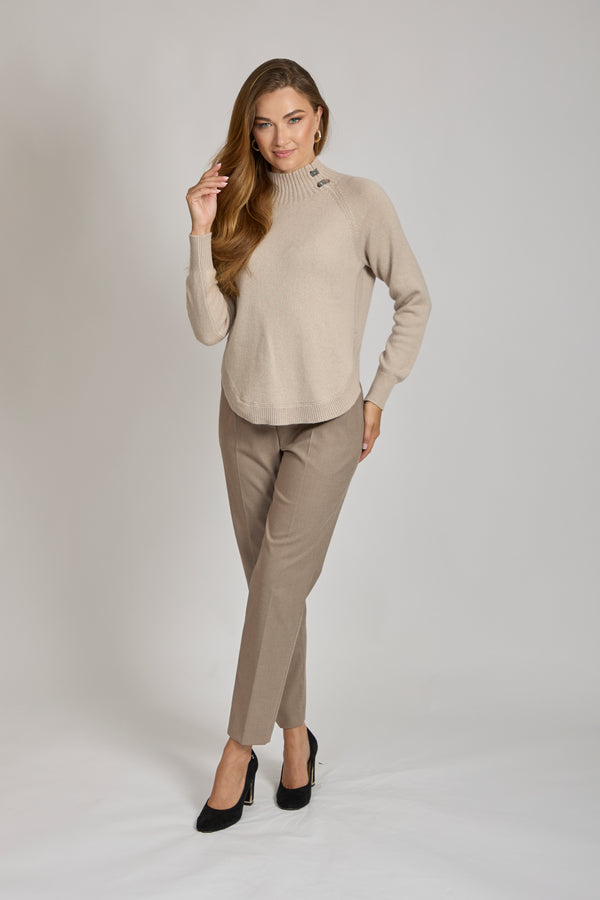 HIGH NECK JUMPER -BEIGE