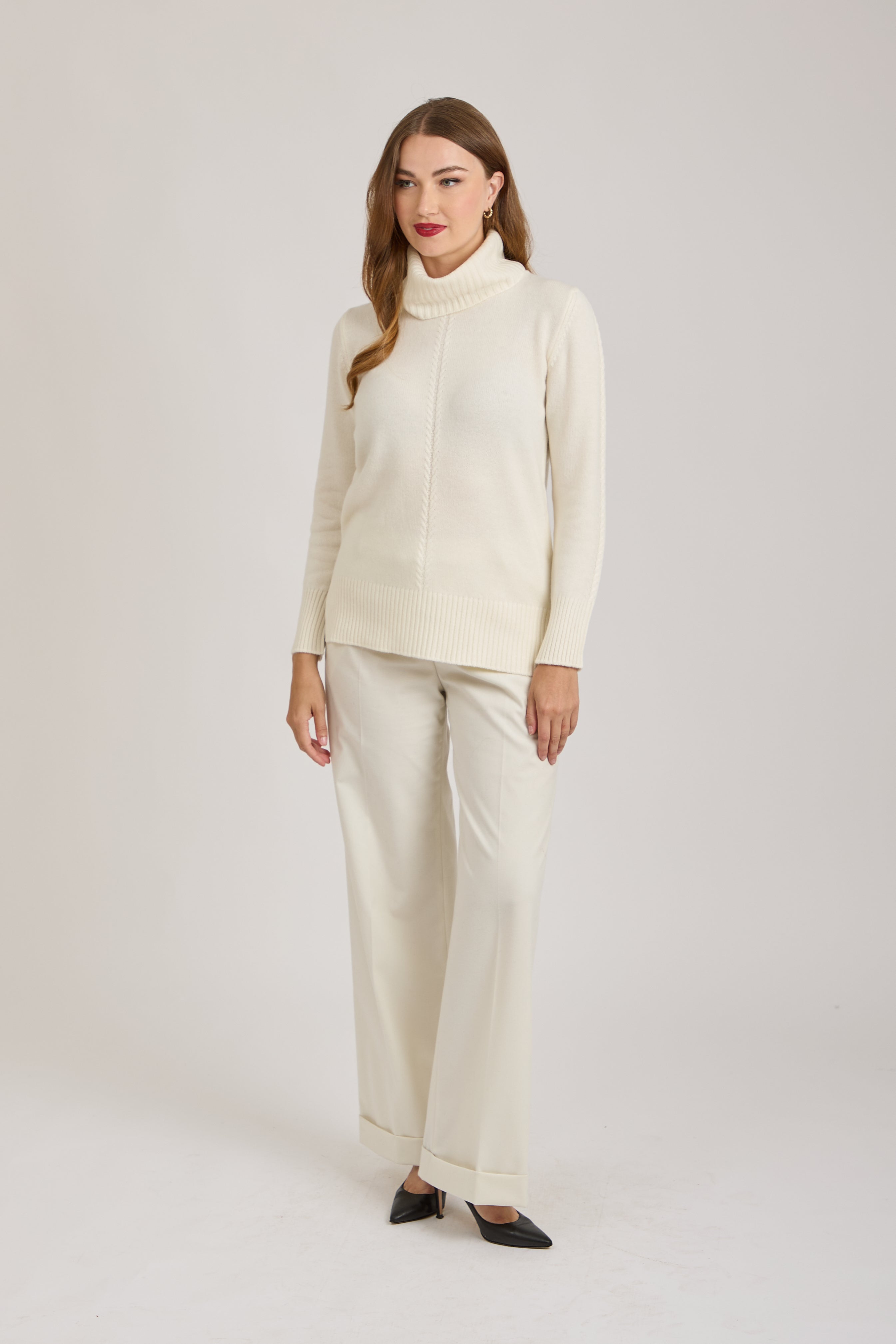 ROLL NECK BRAID DETAIL - OFF WHITE