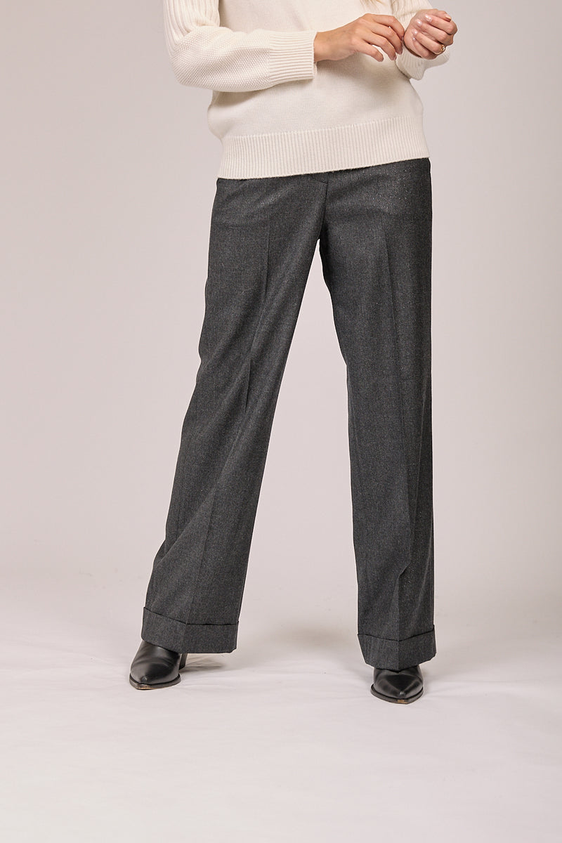 TROUSERS LUREX FLANNEL - GRAPHITE