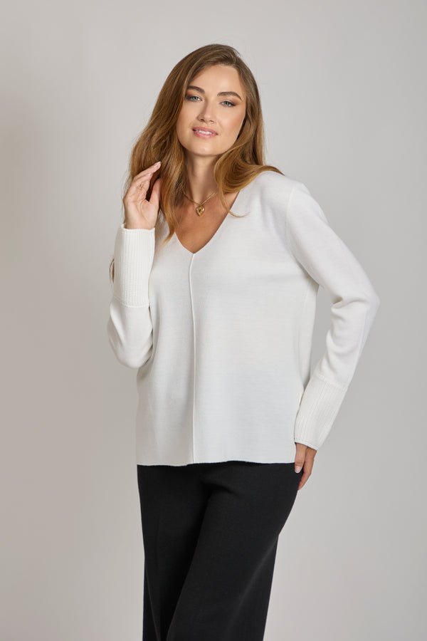 V NECK TUNIC-WHITE