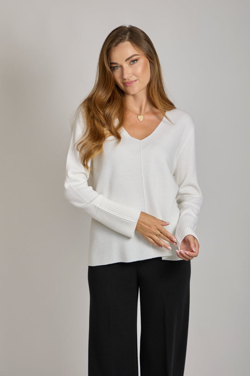 V NECK TUNIC-WHITE
