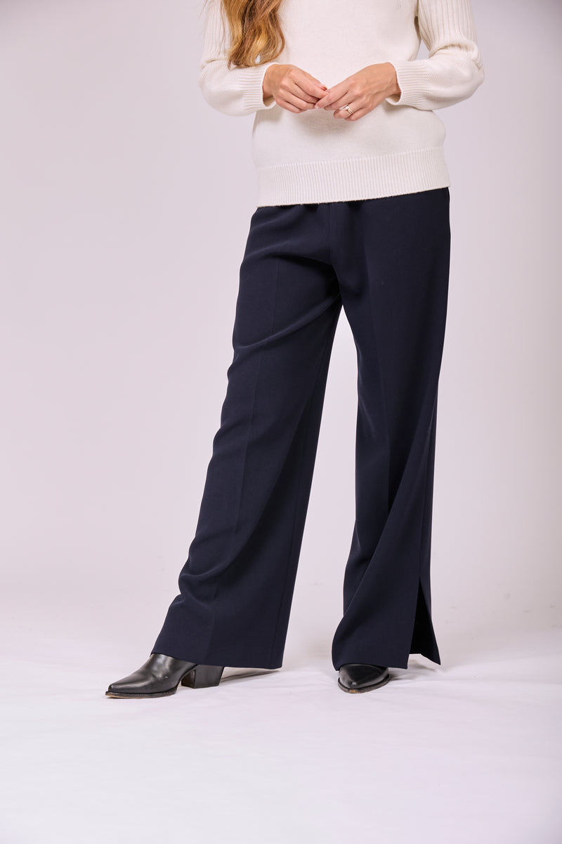 TROUSERS WITH SLIT-NAVY