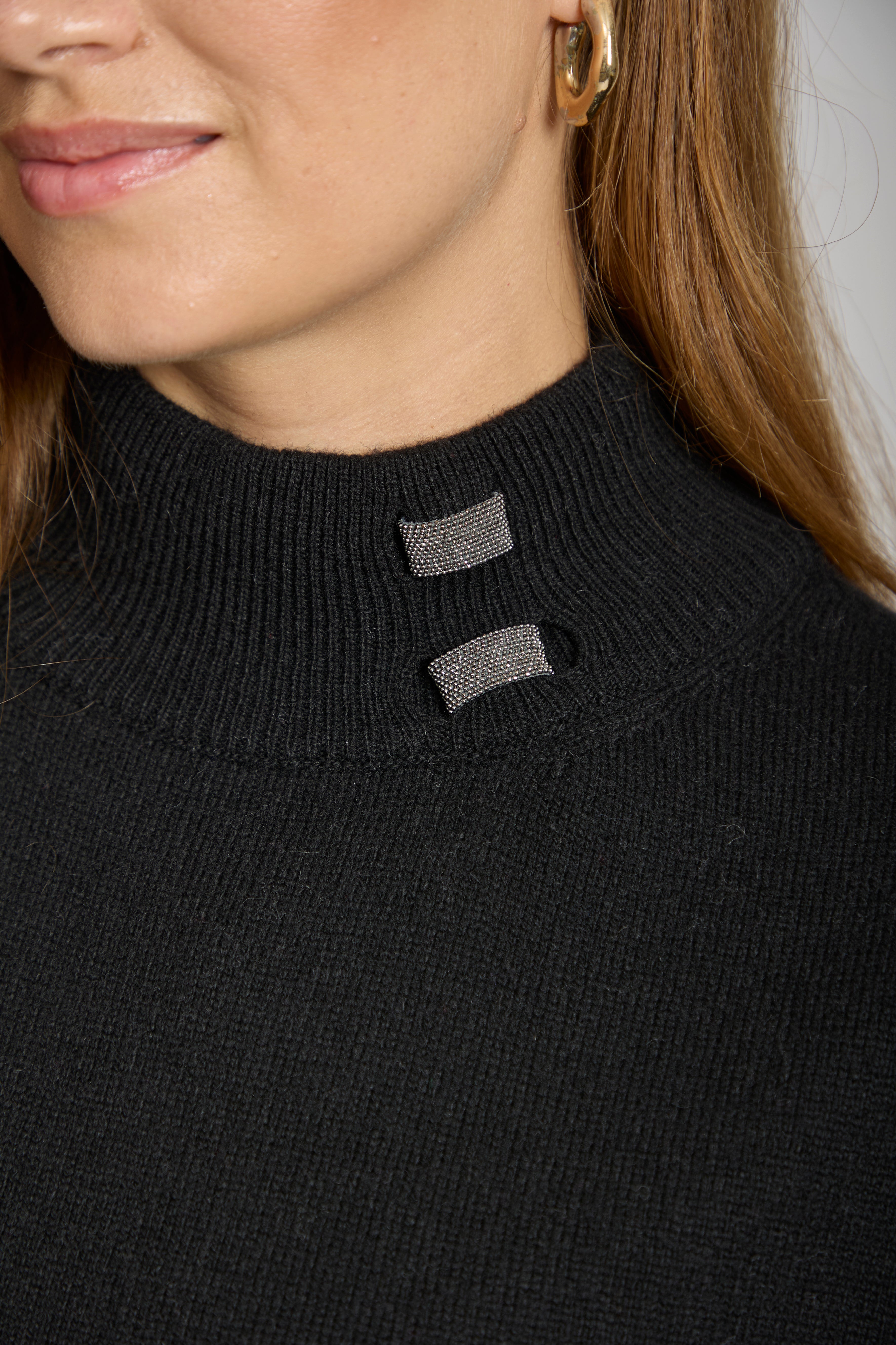 HIGH NECK JUMPER WITH CASHMERE-BLACK