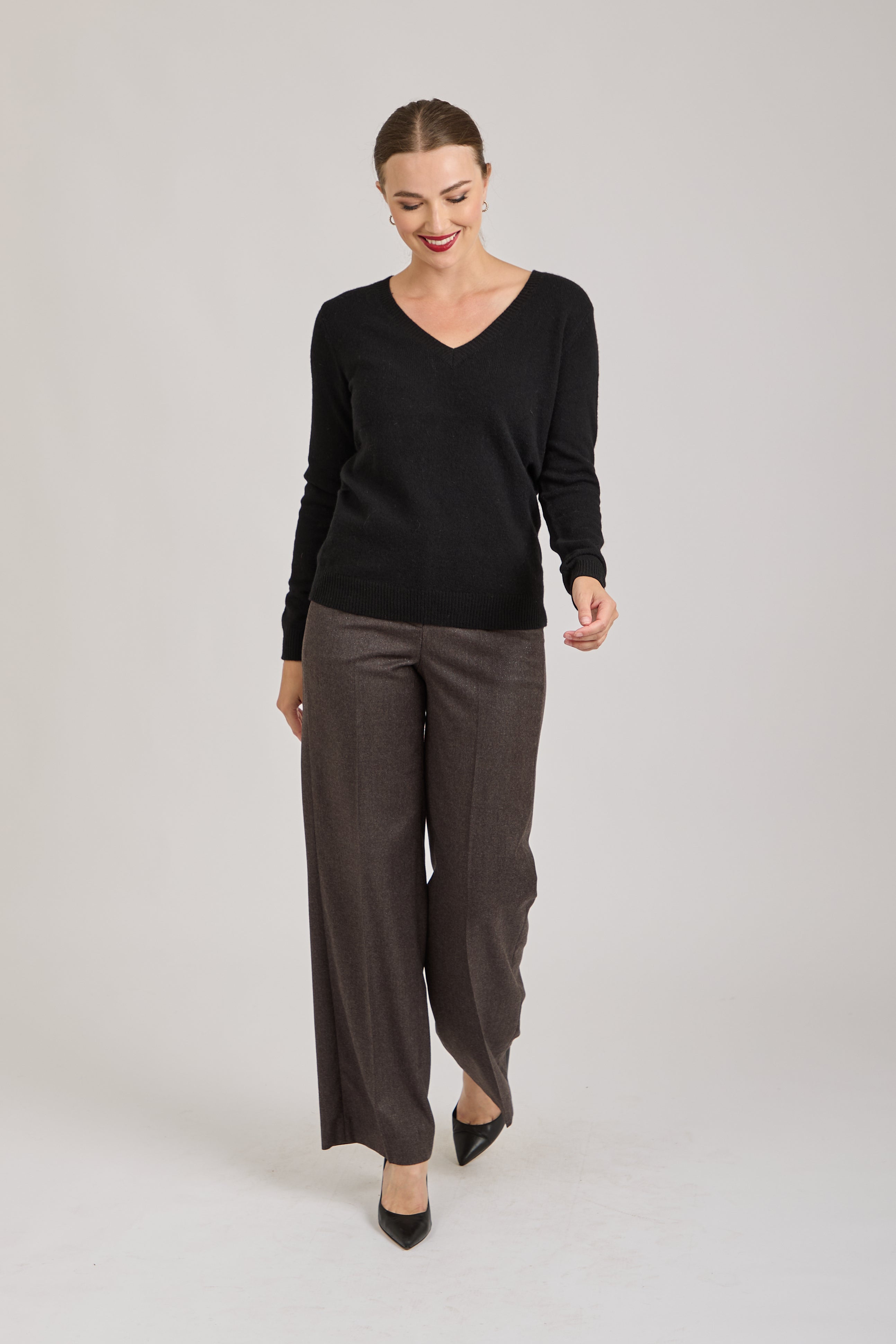 TROUSERS WITH LUREX DETAILS-GREY
