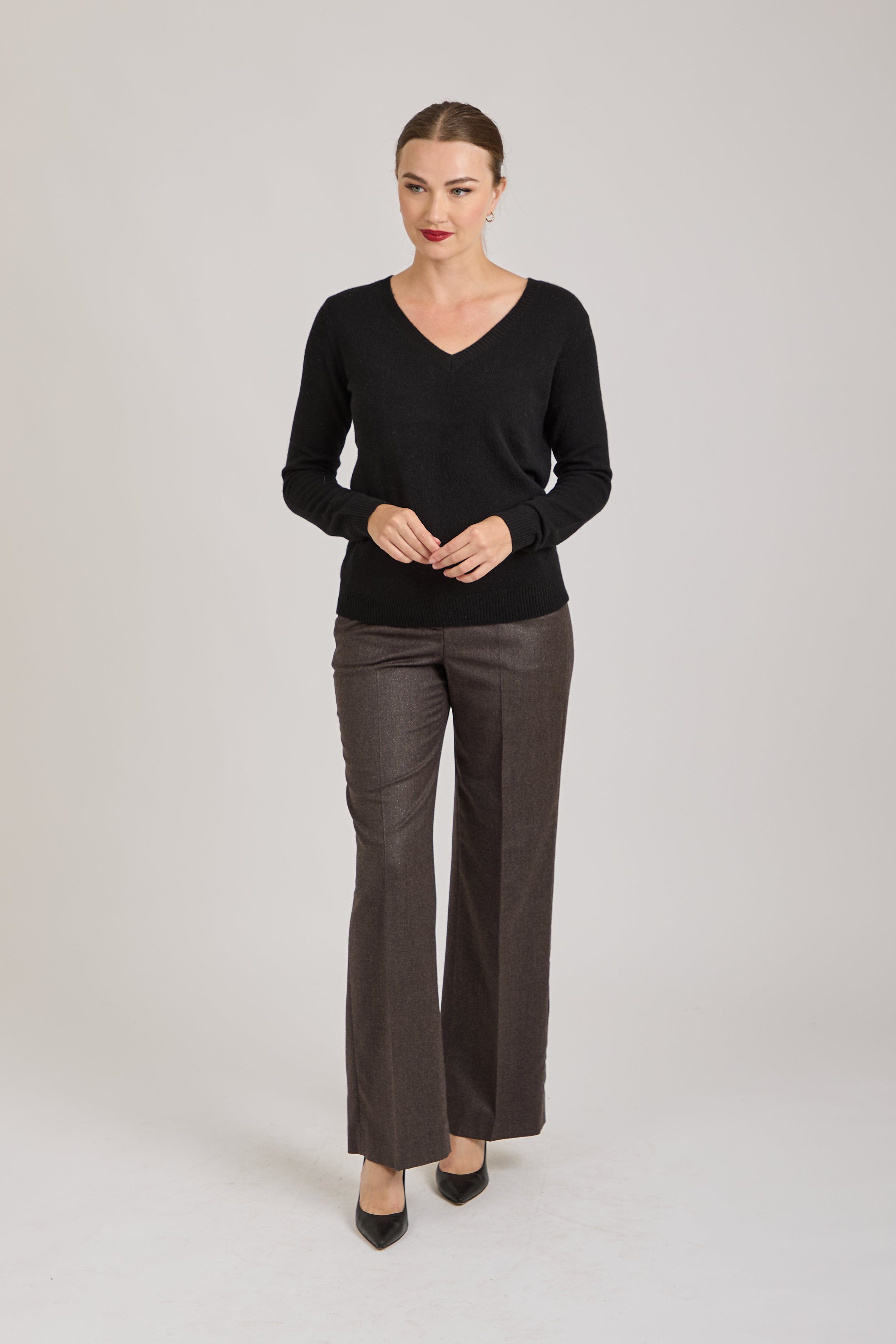 TROUSERS WITH LUREX DETAILS-GREY