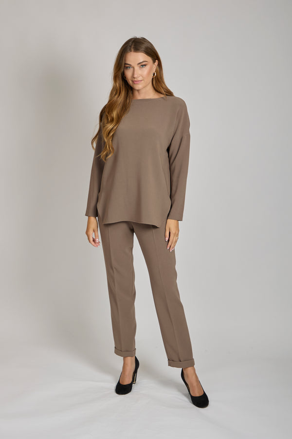CREPE TROUSERS-TORTORA