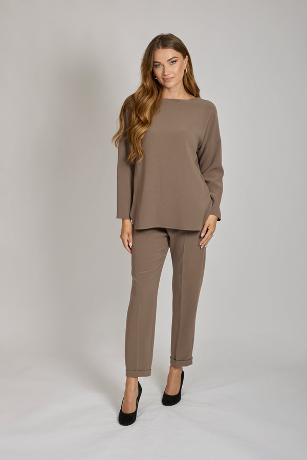 CREPE TROUSERS-TORTORA